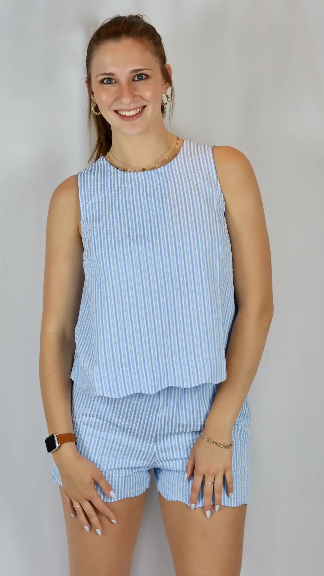 Scallop Hem Shorts set