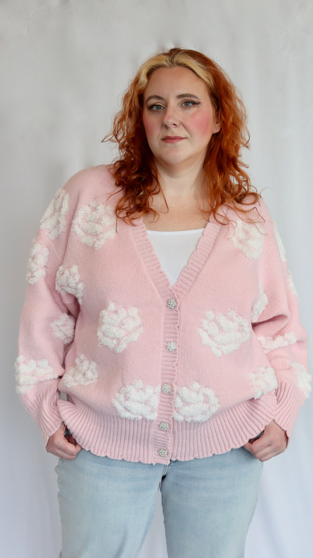 PLUS - Rosy Glow Jewel Cardigan