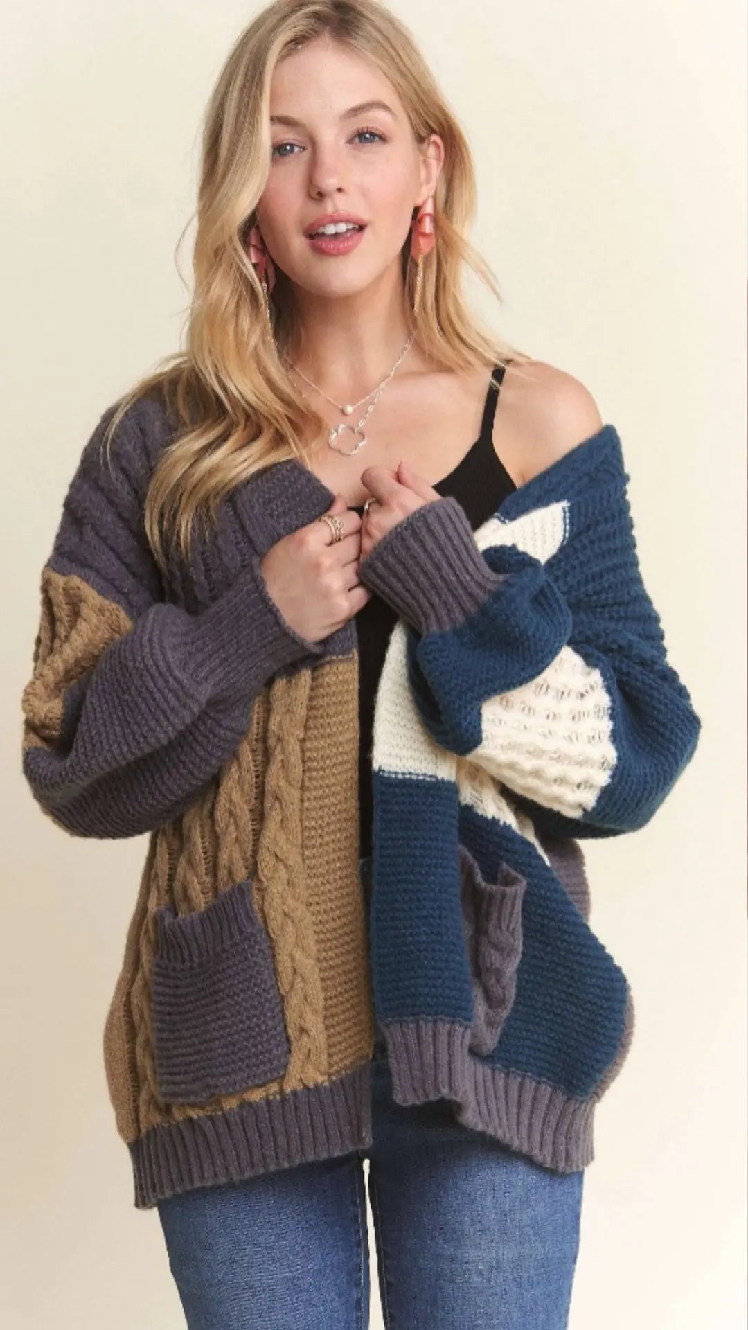 COLORBLOCK SWEATER CARDIGAN - U Pretty Things