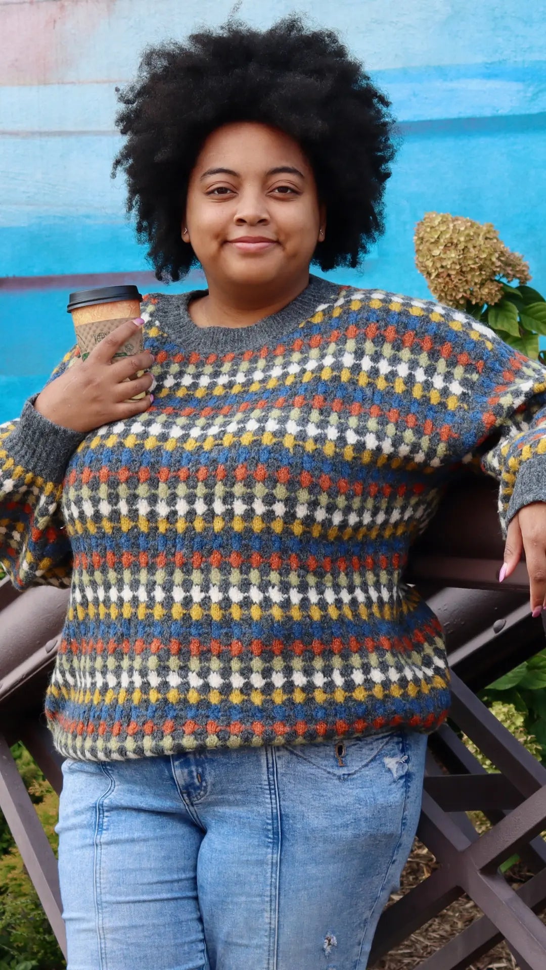 PLUS MULTICOLOR CREW KNIT SWEATER - U Pretty Things