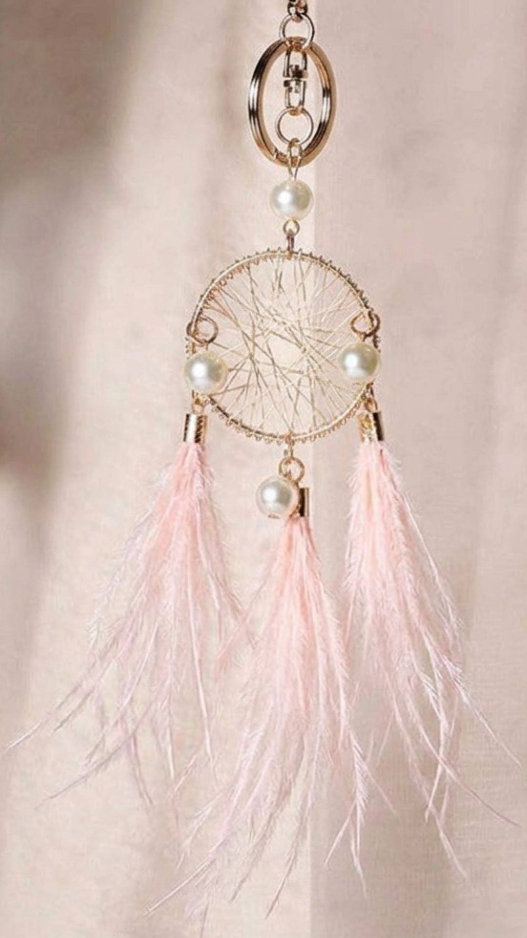 Pink Feather Dream Catcher Bag Charm