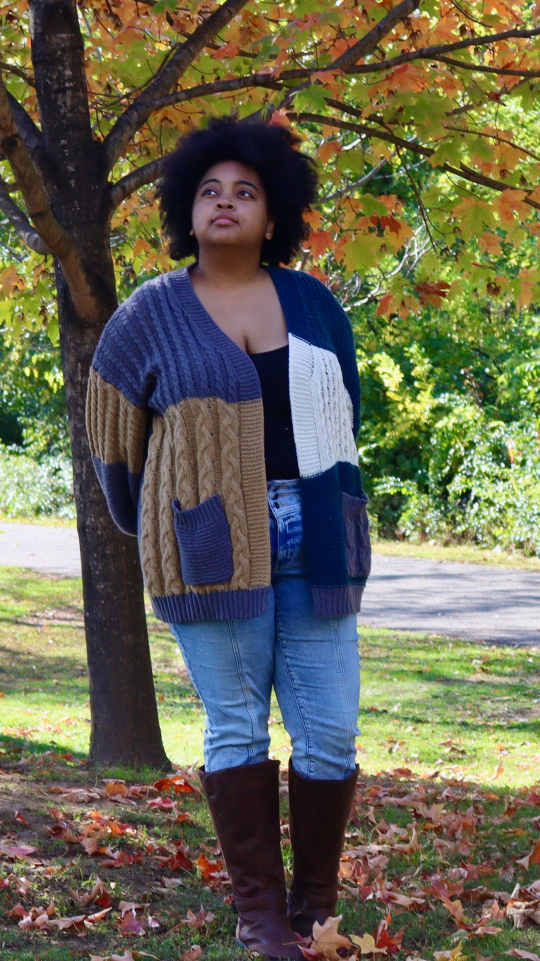 Plus -Autumn Blocks Cardigan