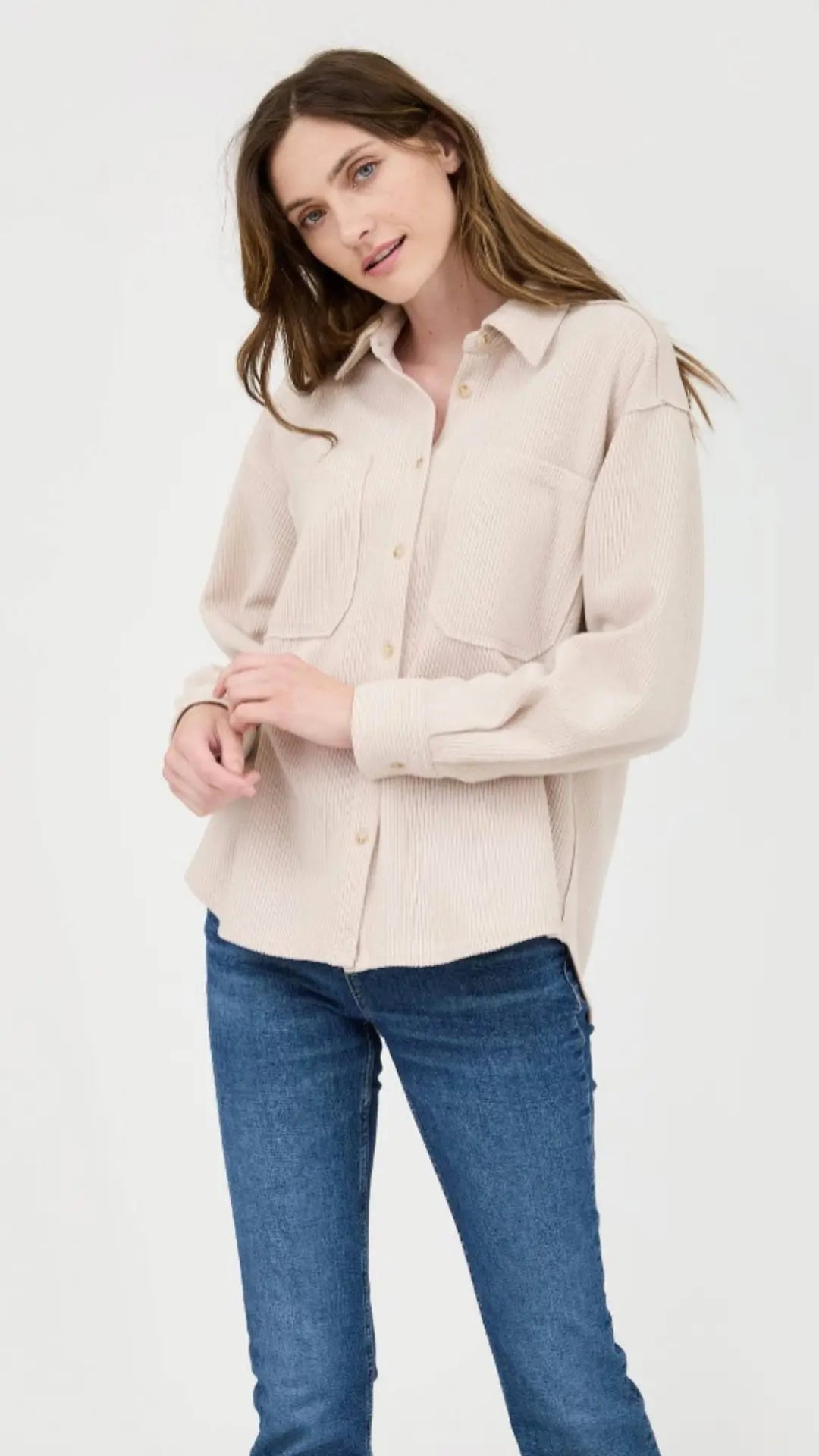 The Edge Stitch Button - Up - Oatmeal - U Pretty Things