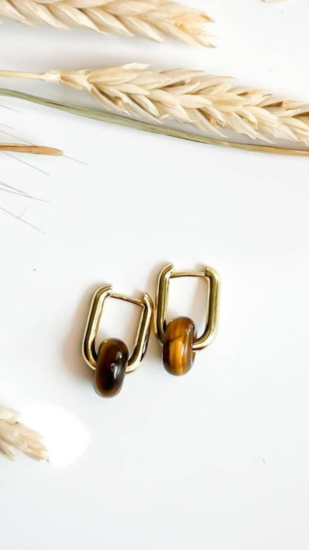 Tiger Eye Stone Hoops