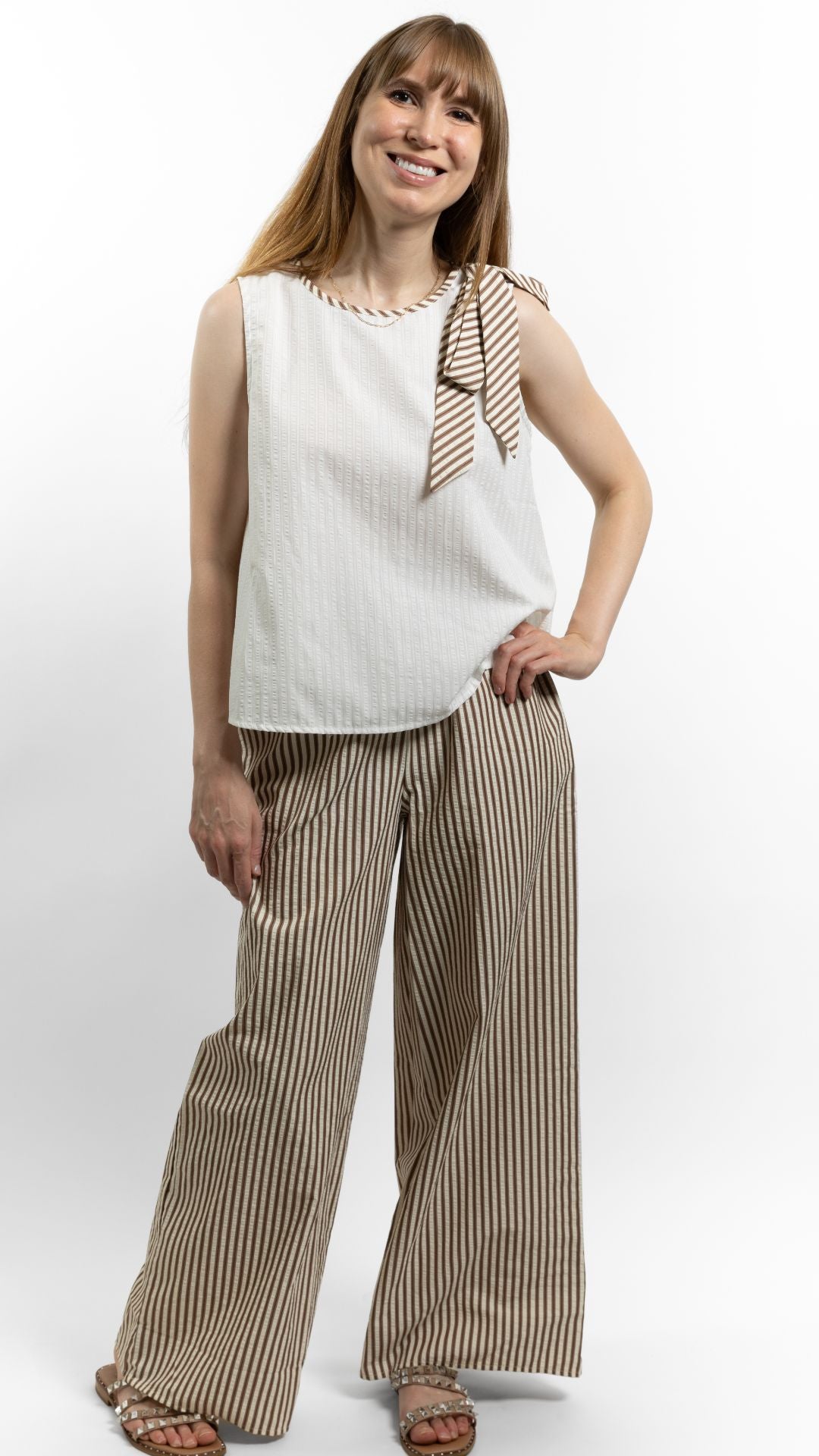 Coffee Cream Stripe Set