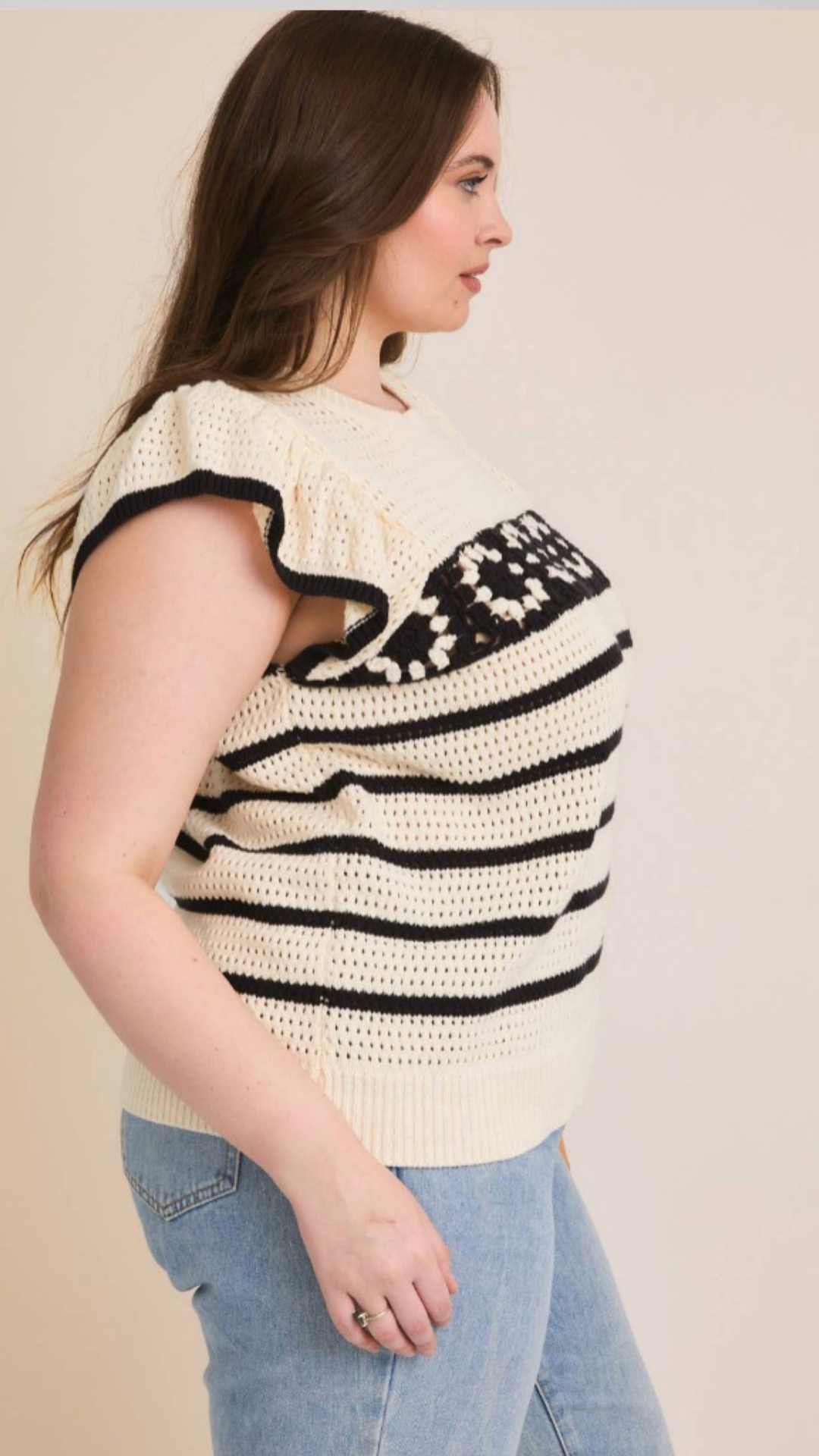 PLUS Daisy Noir Ruffle Crochet Top