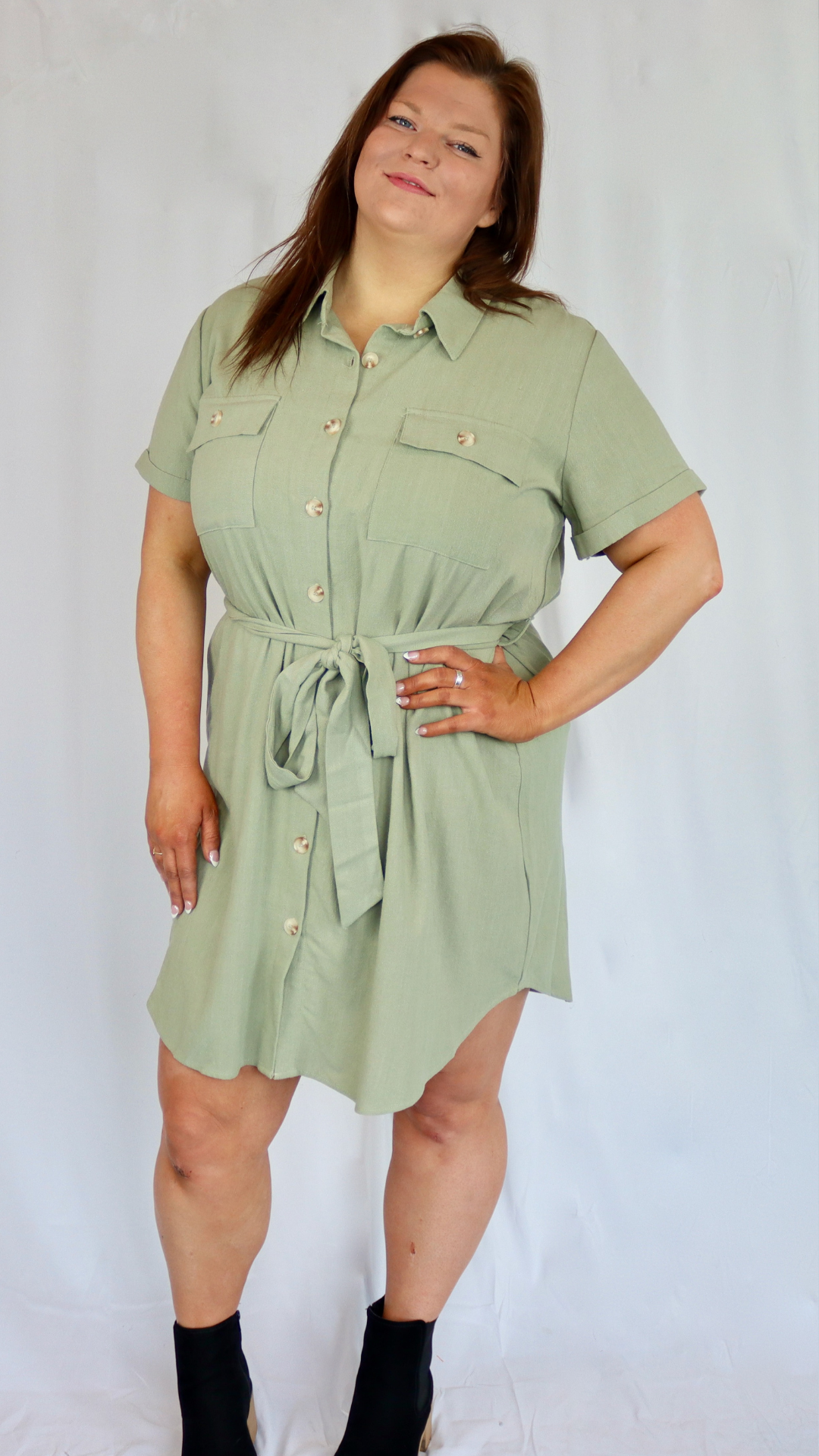 Plus - Greenlight Belted Dress