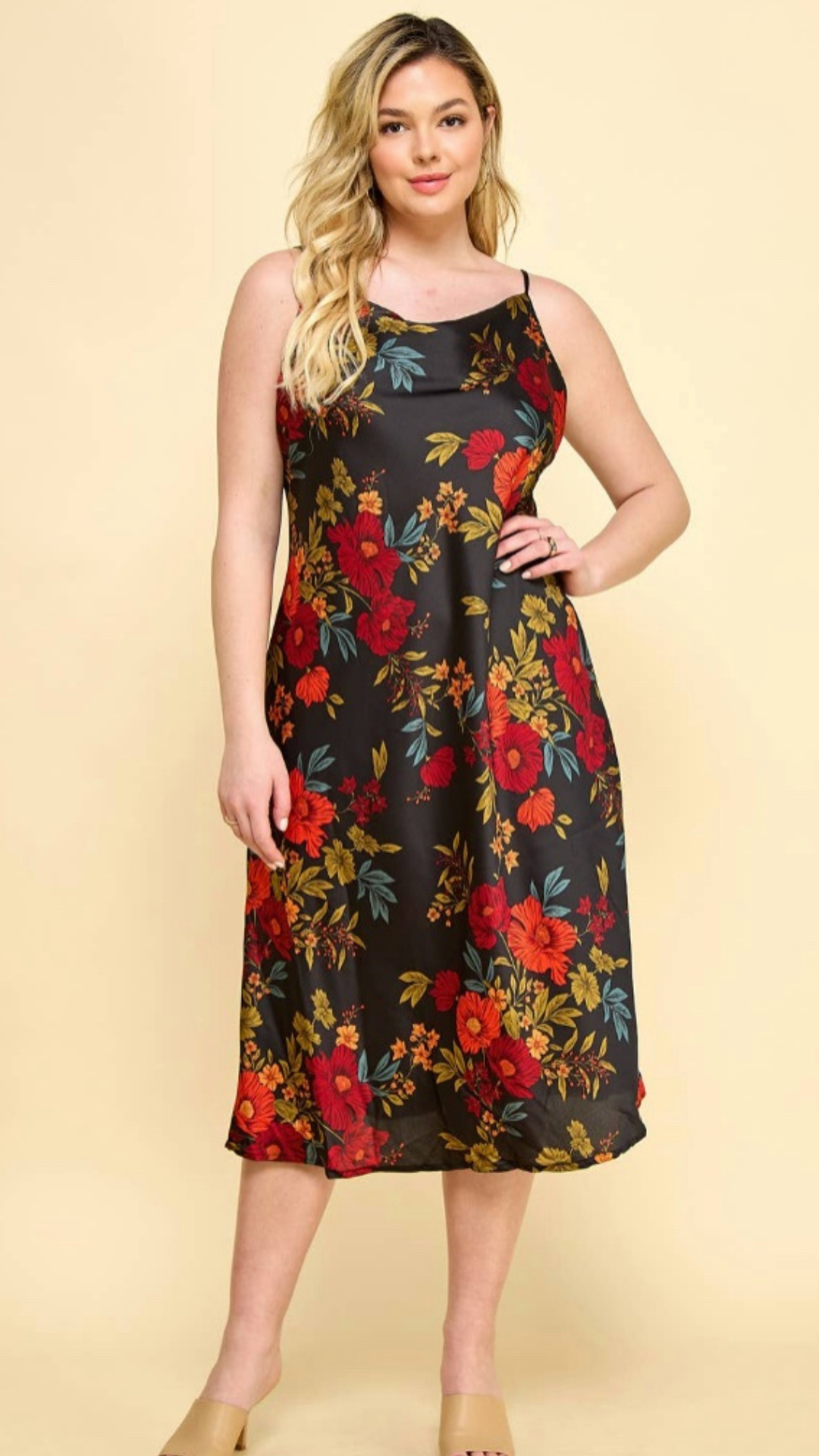 Plus - Midnight Bloom Slip Dress