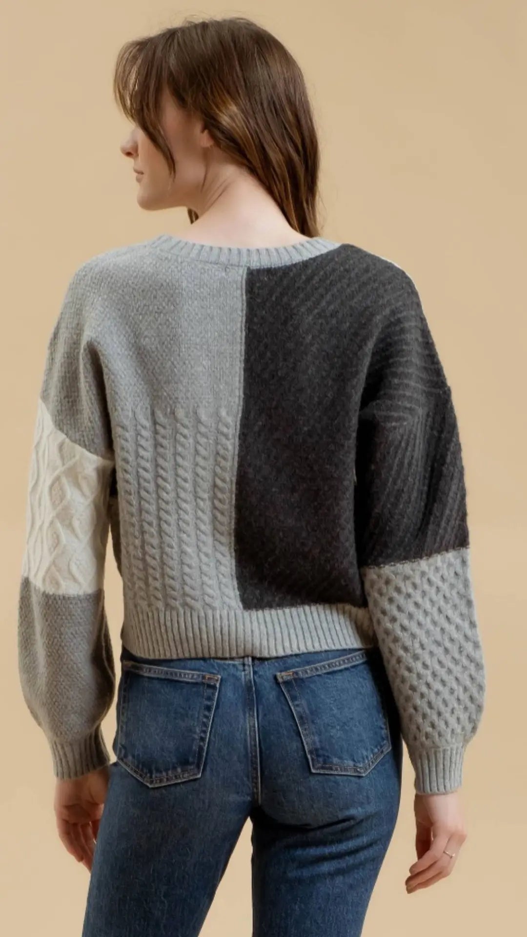 PATCHWORK CABLE KNIT CARDIGAN - U Pretty Things