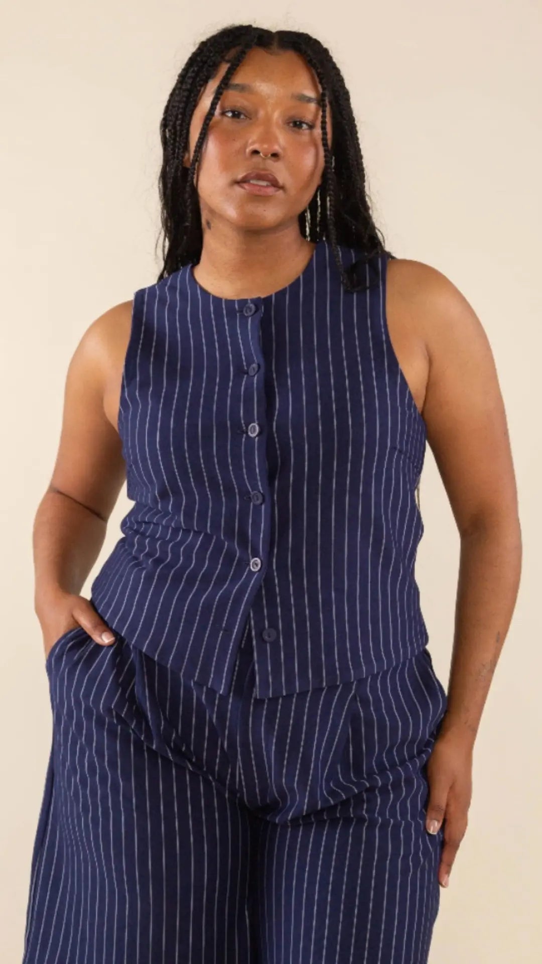 Power Line Pinstripe Vest - U Pretty Things