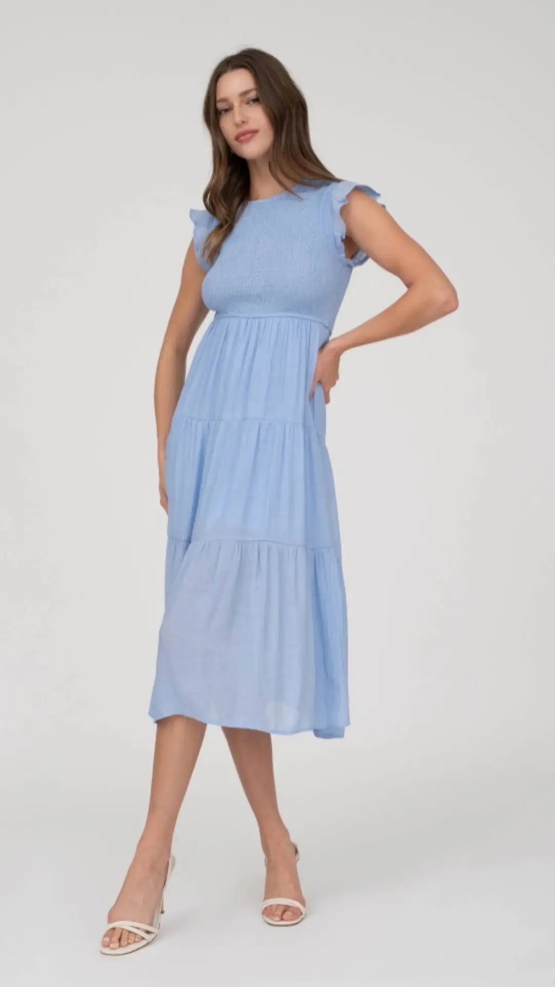Blue Skies Smocked Midi Dress - U Pretty Things