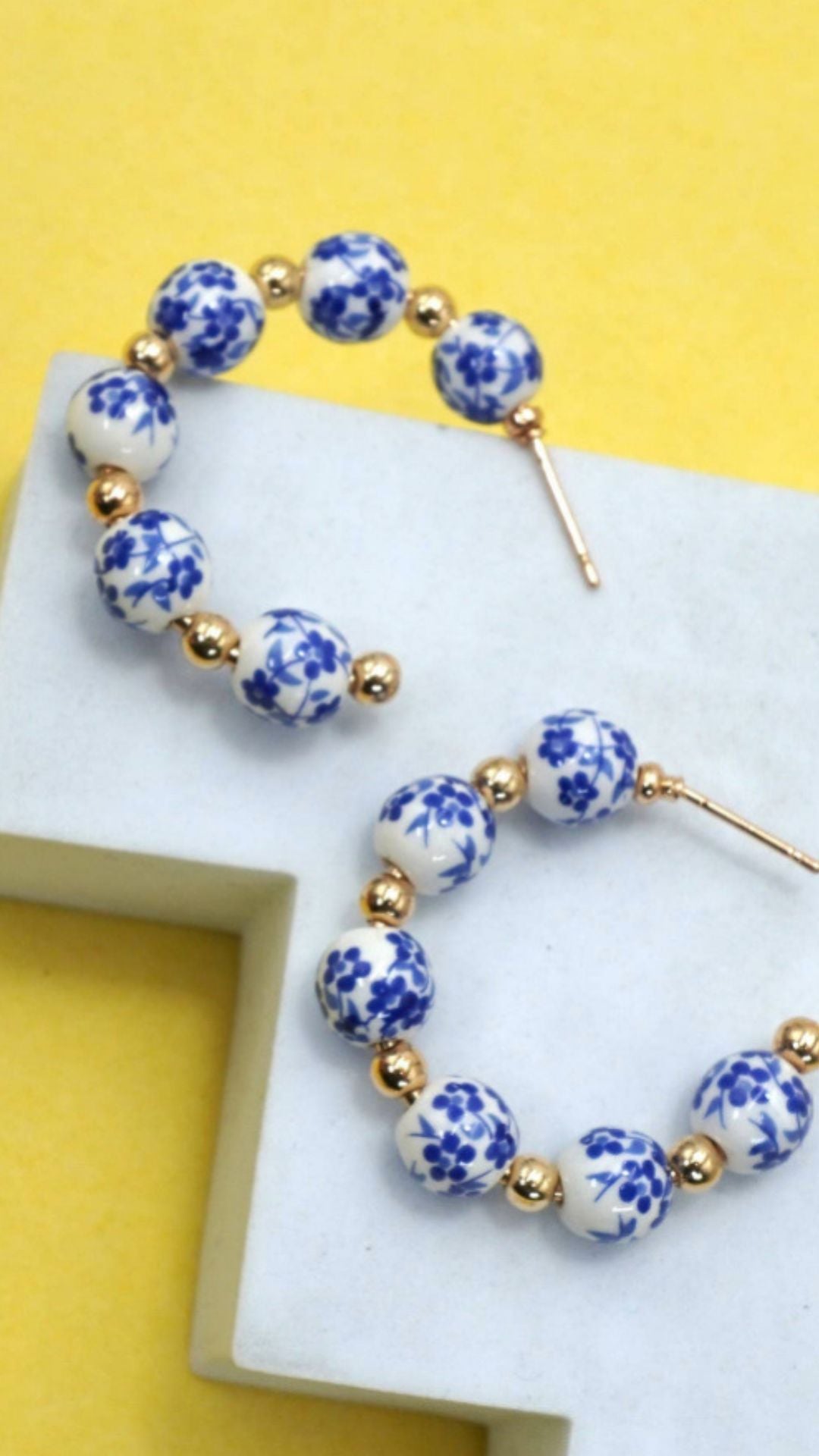 Floral Toile Porcelain Hoops