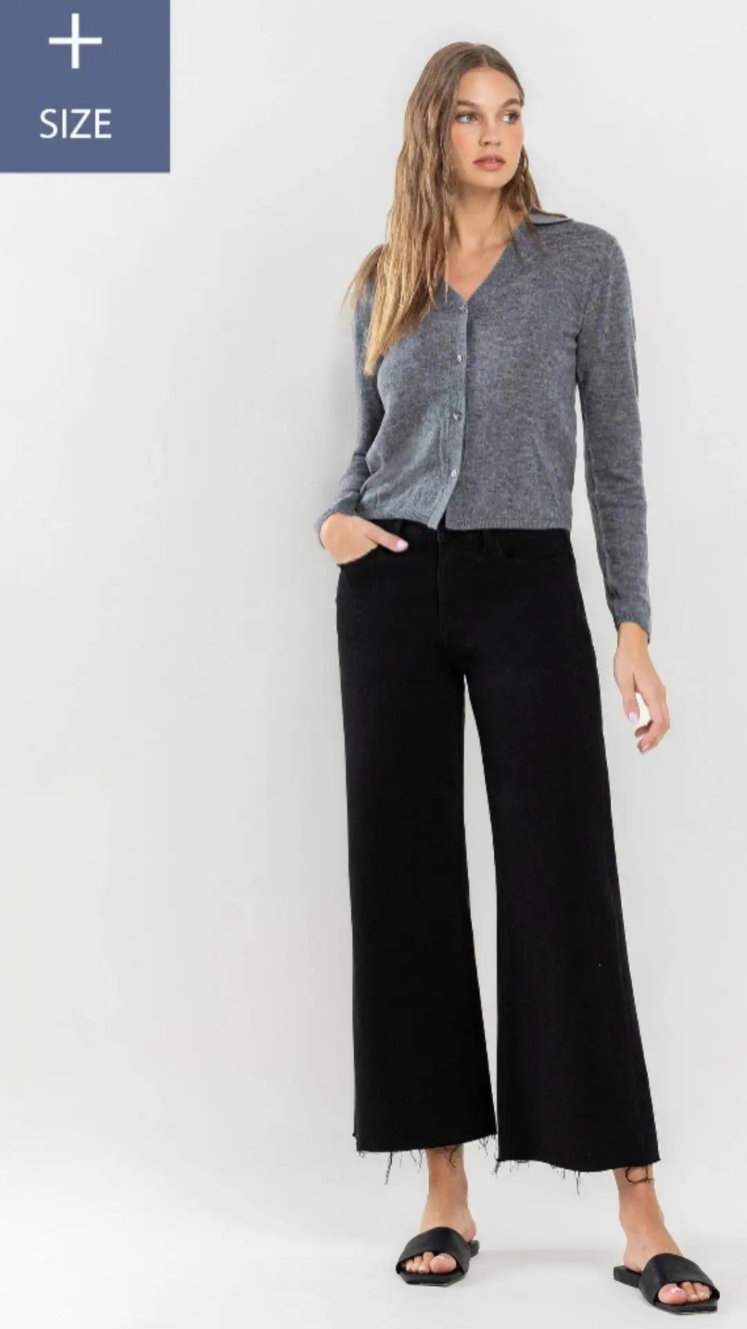 PLUS HIGH RISE RAW HEM CROP LEG JEANS - U Pretty Things