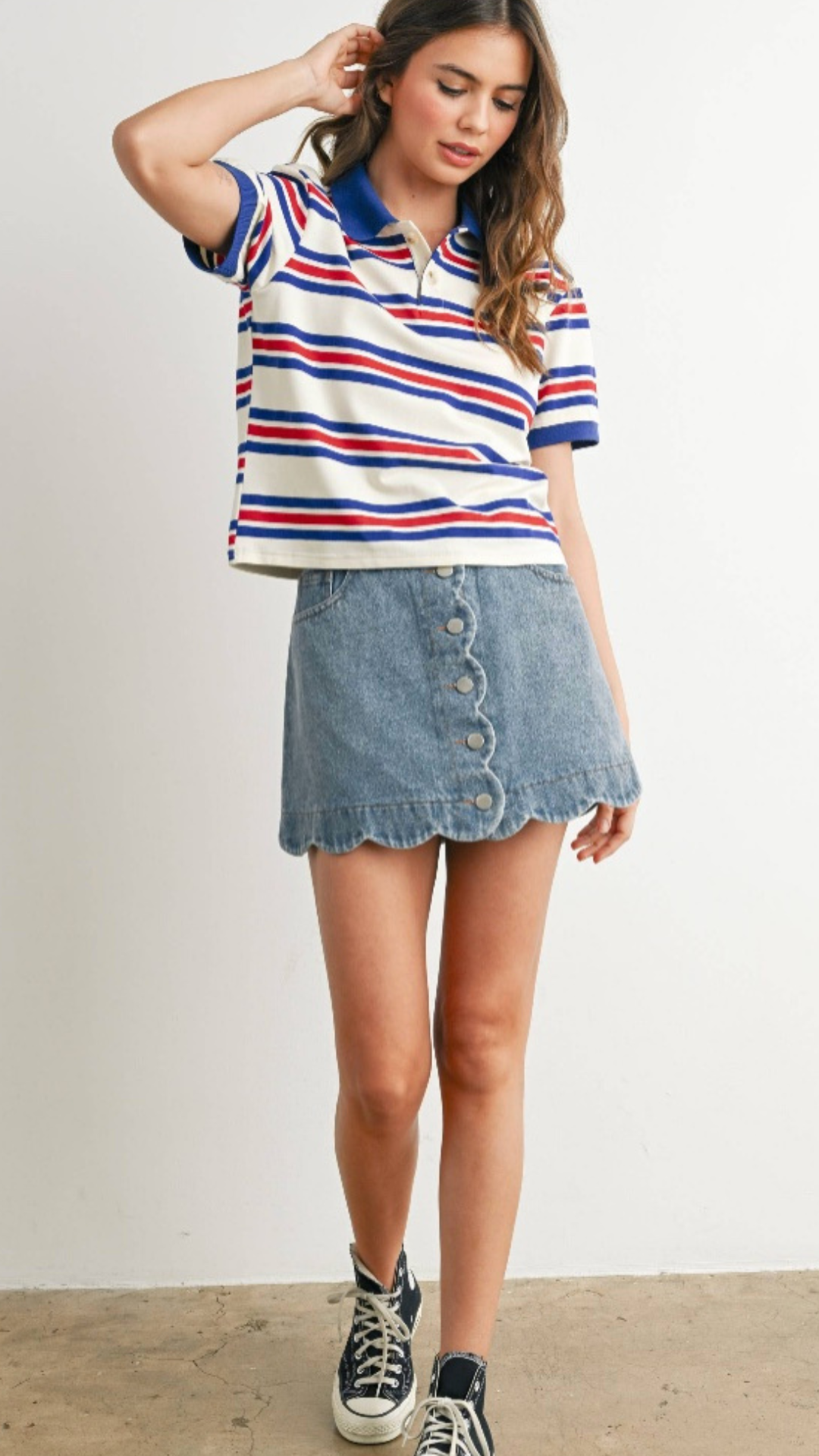 All-American Striped Polo Tee