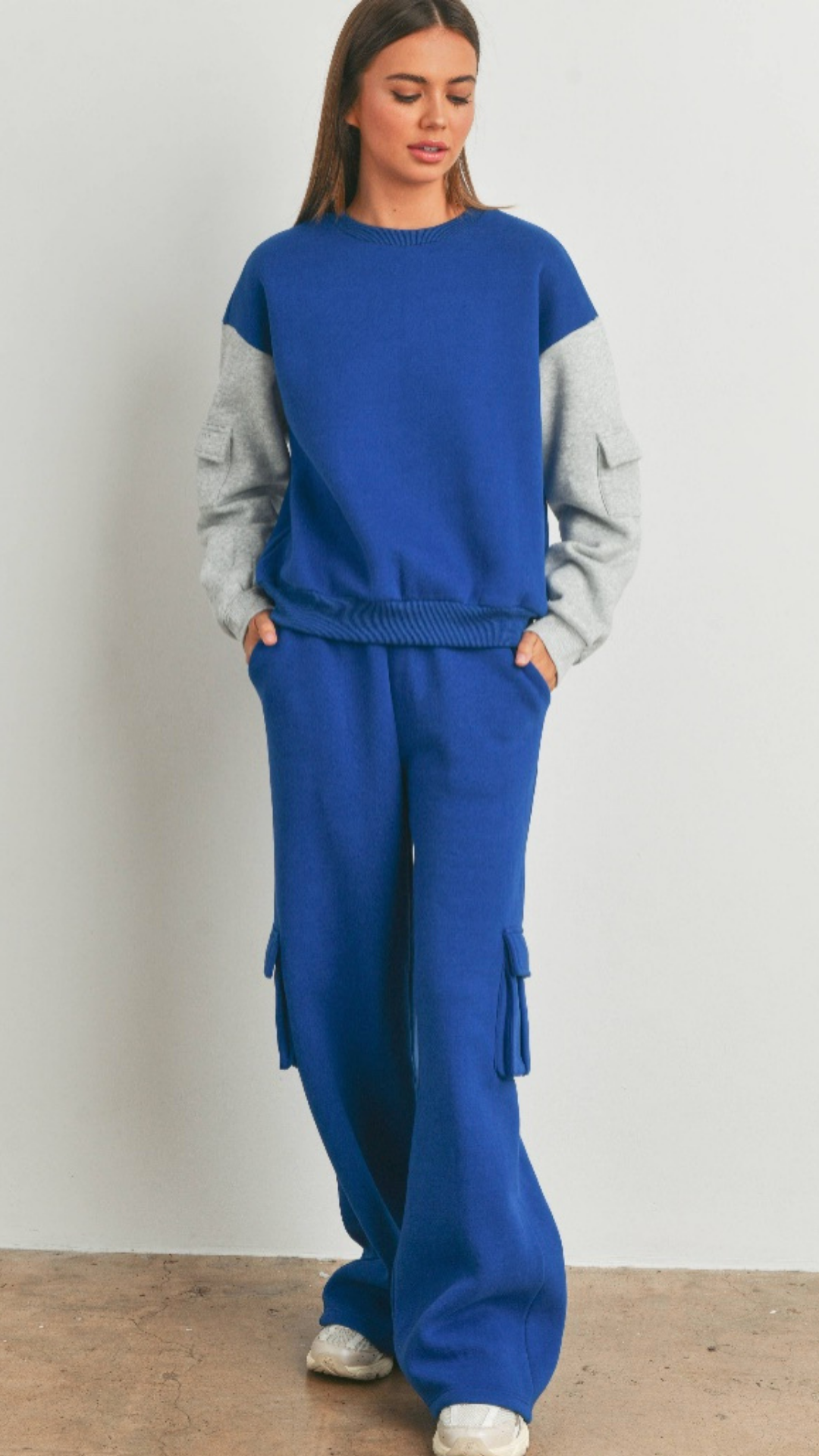 Royal Blue and Grey Cargo Sweat Shirt