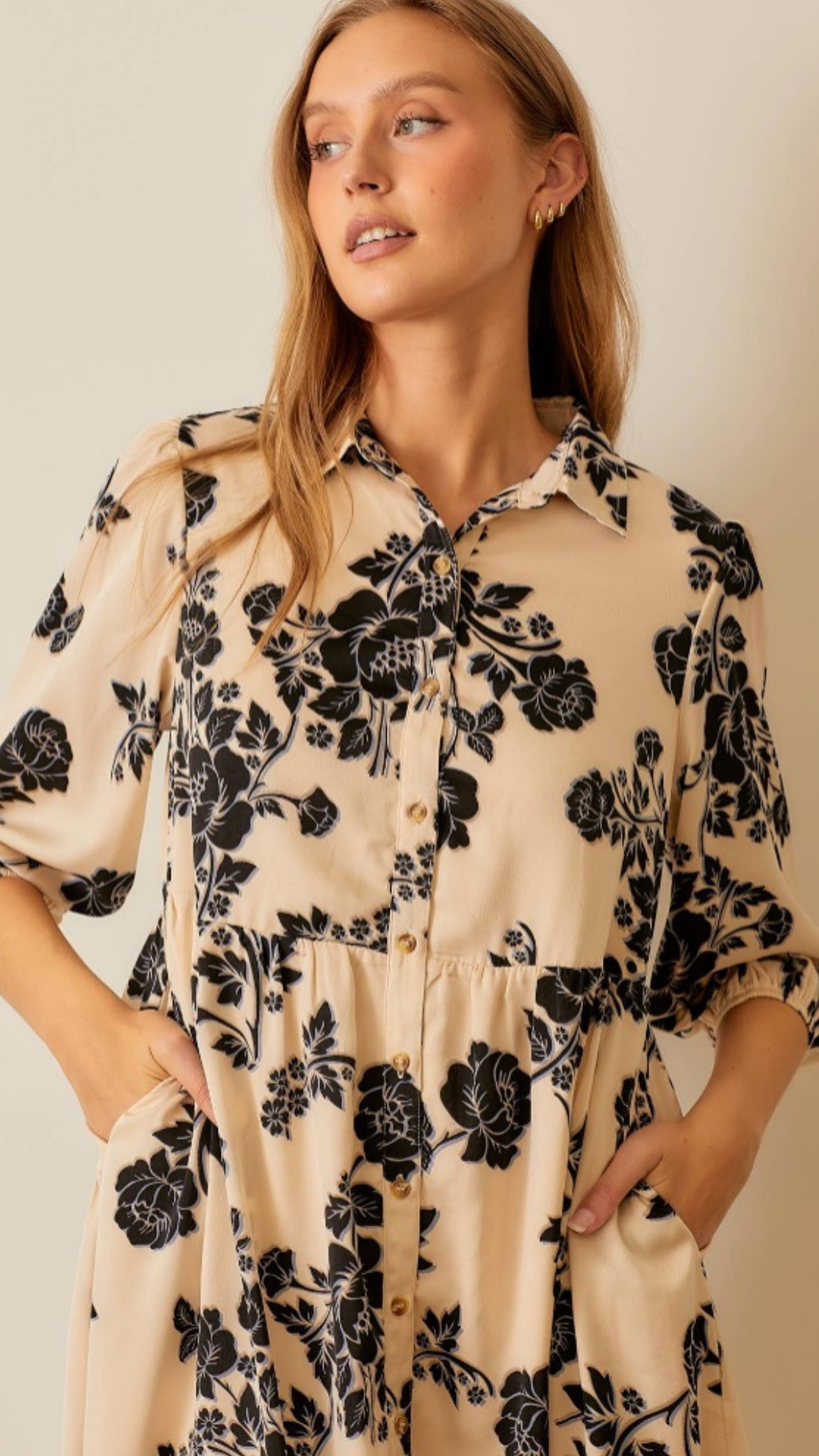 Midnight Meadow Tiered Midi Dress