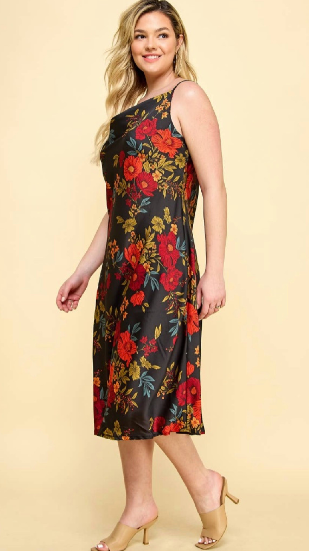 Plus - Midnight Bloom Slip Dress