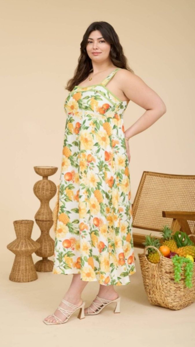 Plus - Sweet Citrus Midi Dress - U Pretty Things