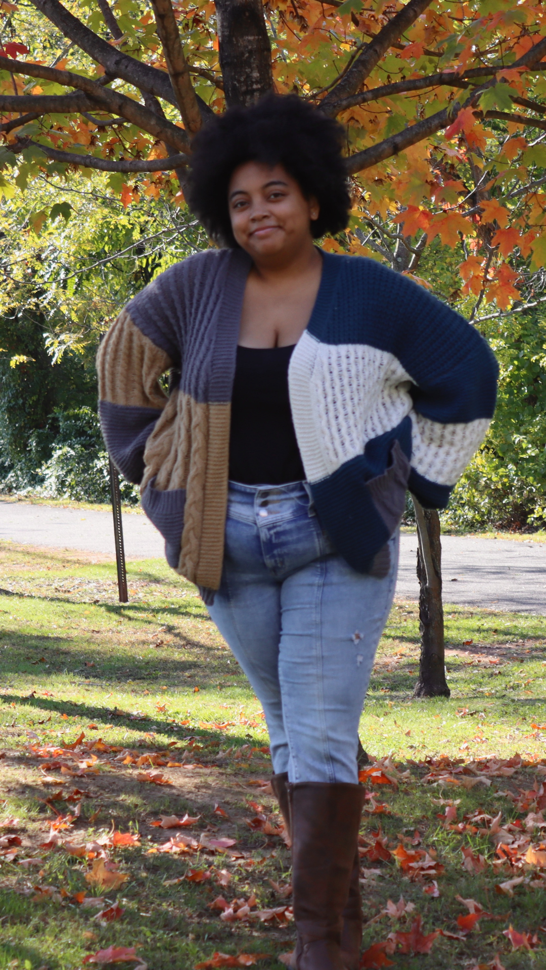 Plus -Autumn Blocks Cardigan