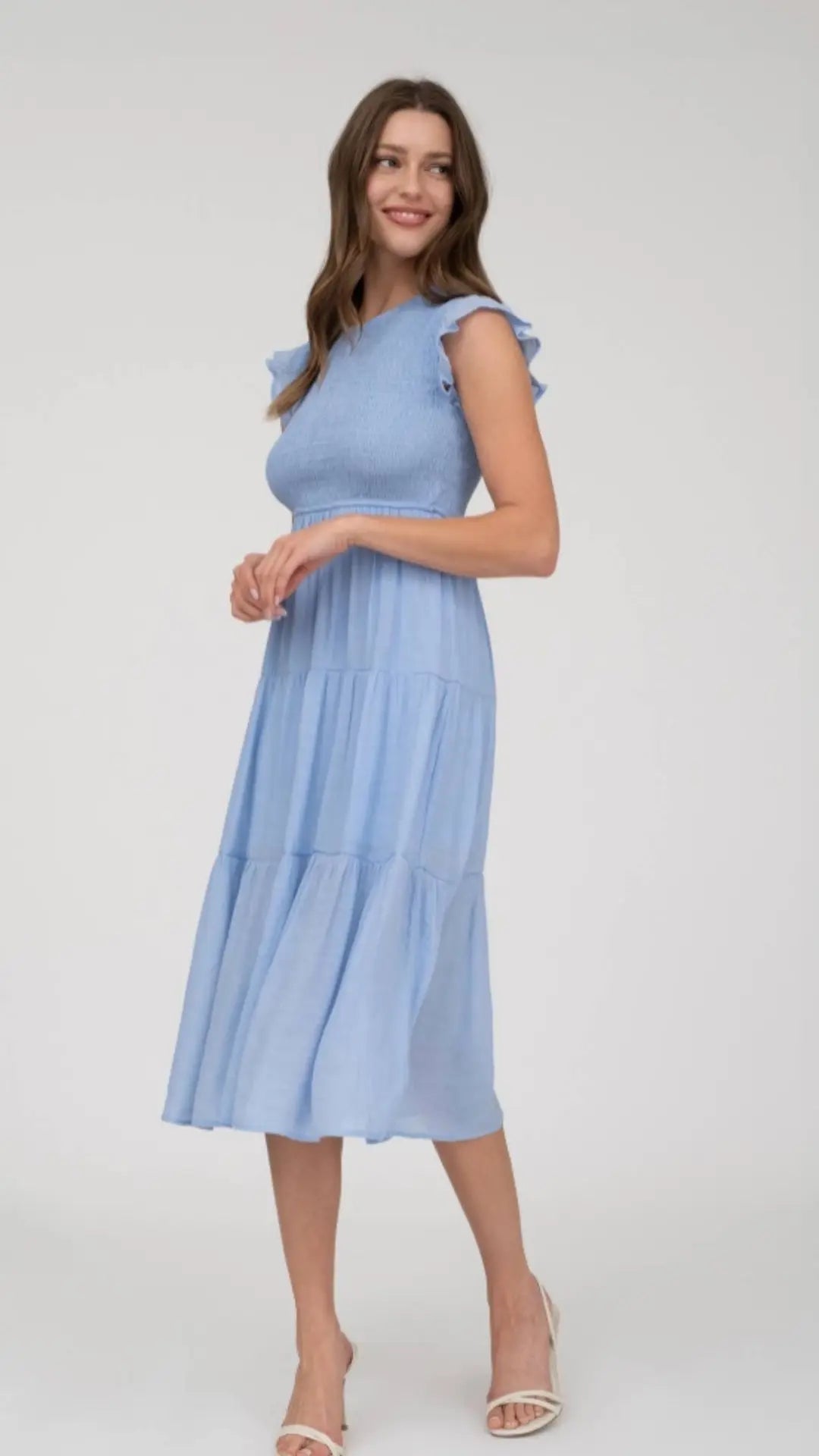 Blue Skies Smocked Midi Dress - U Pretty Things
