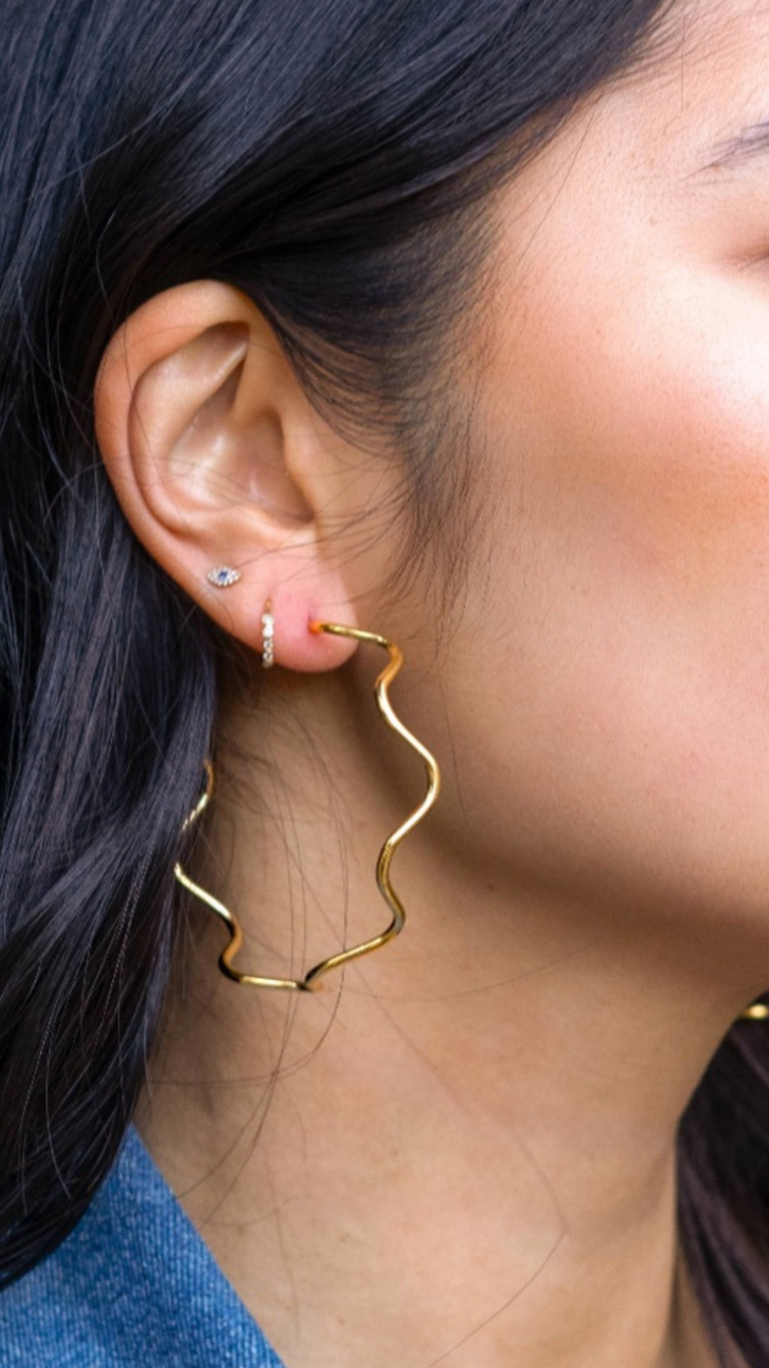 Golden Ripple Hoops