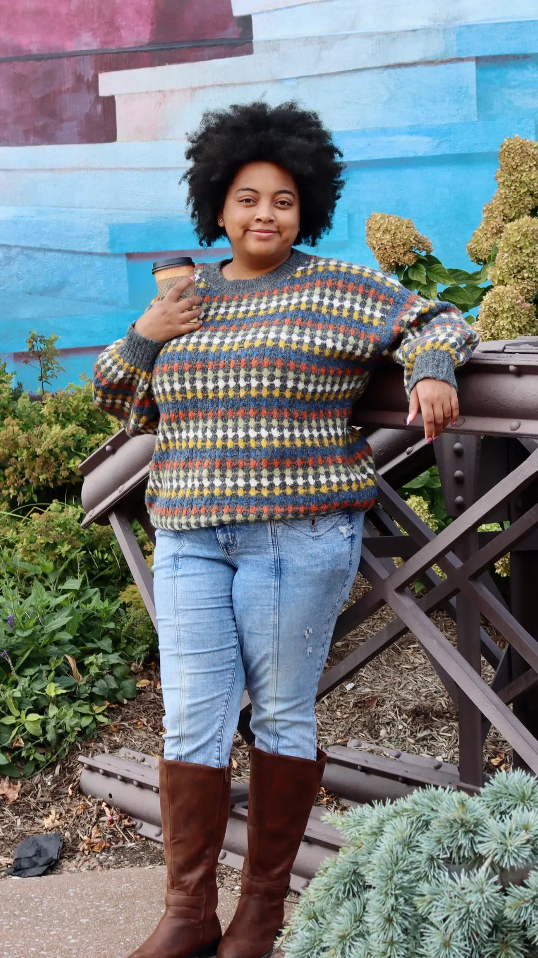 PLUS MULTICOLOR CREW KNIT SWEATER - U Pretty Things