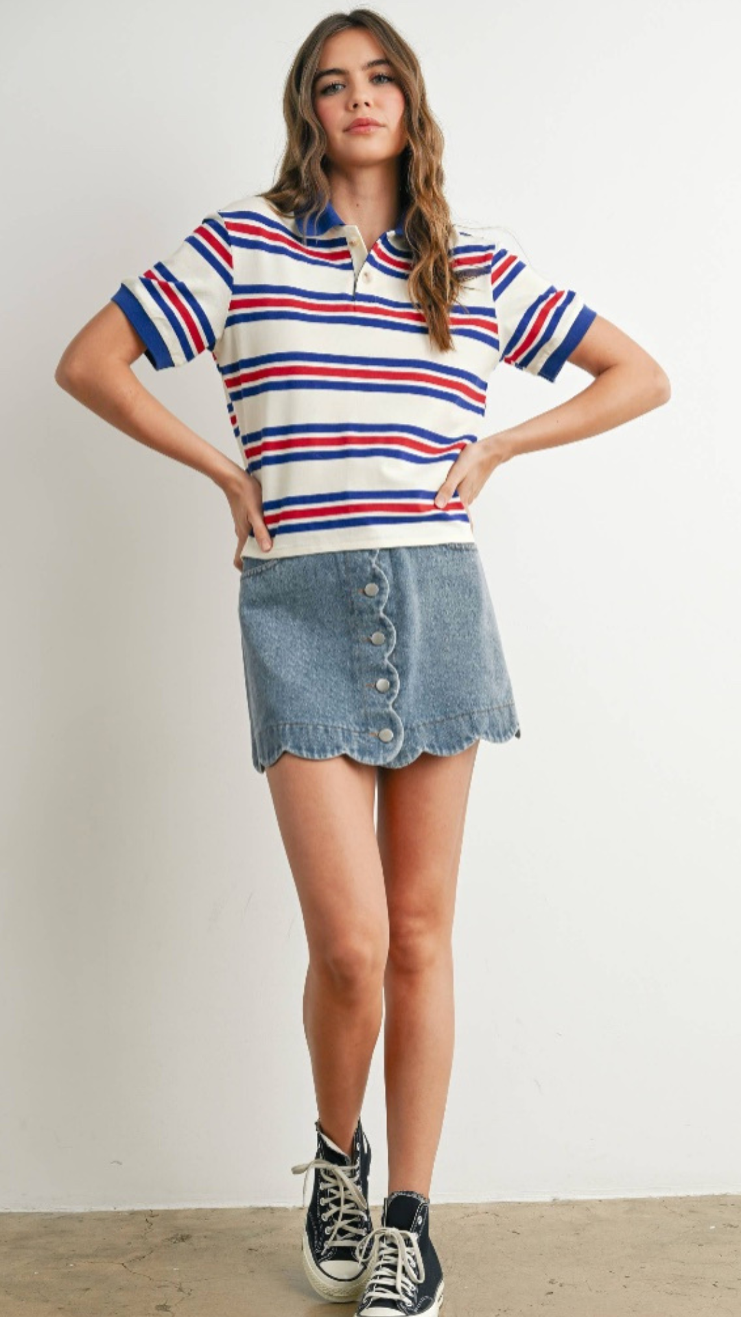 All-American Striped Polo Tee