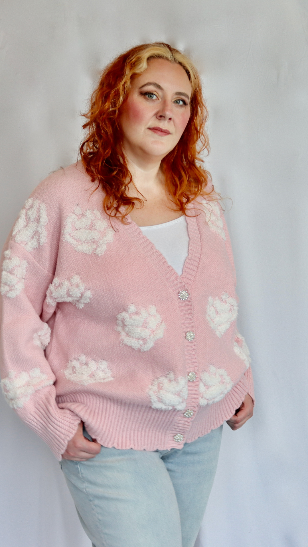 PLUS - Rosy Glow Jewel Cardigan