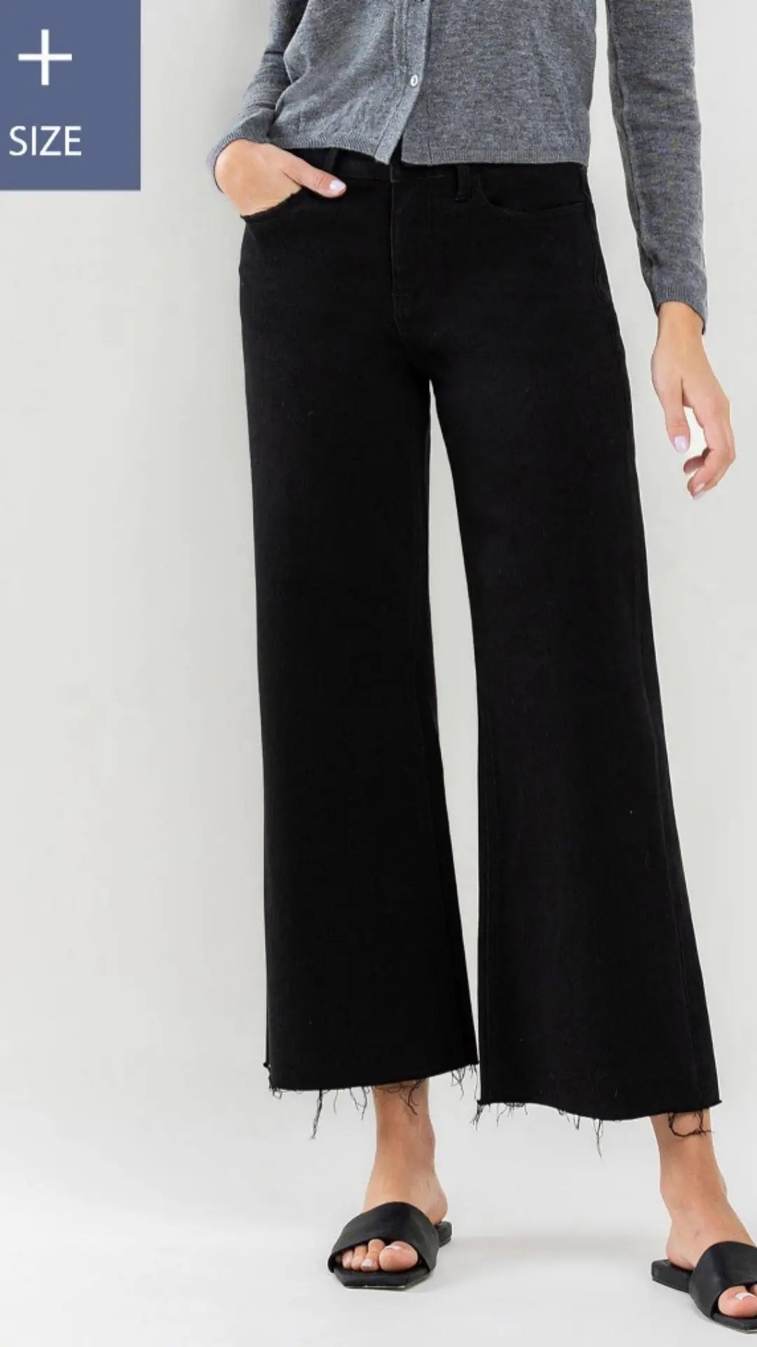 PLUS HIGH RISE RAW HEM CROP LEG JEANS - U Pretty Things