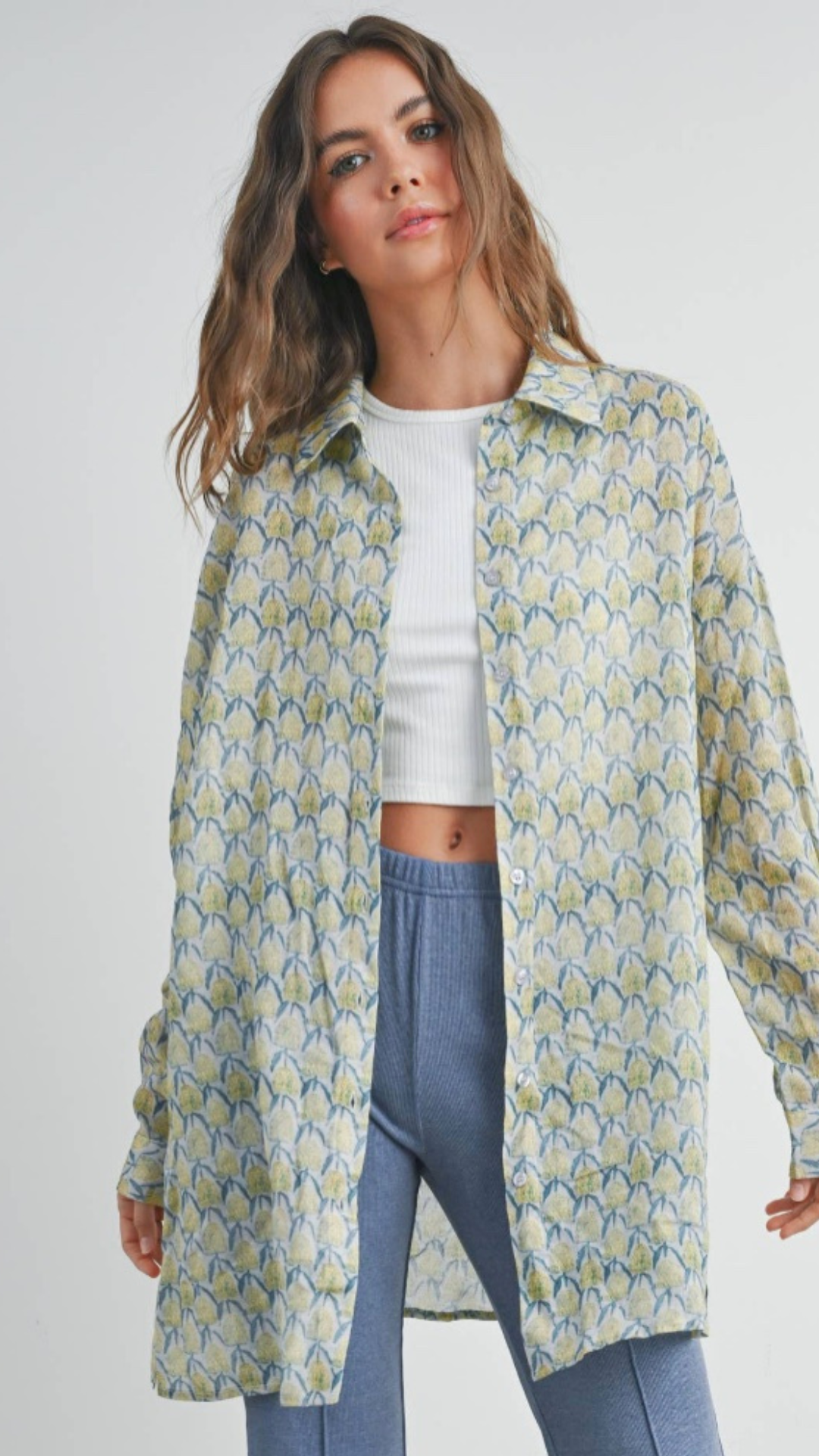 Golden Bloom Oversized Button-Down