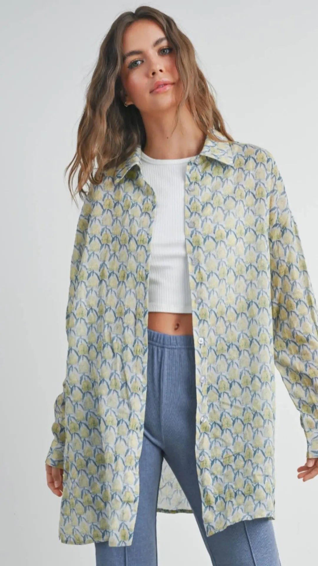 Golden Bloom Oversized Button - Down - U Pretty Things