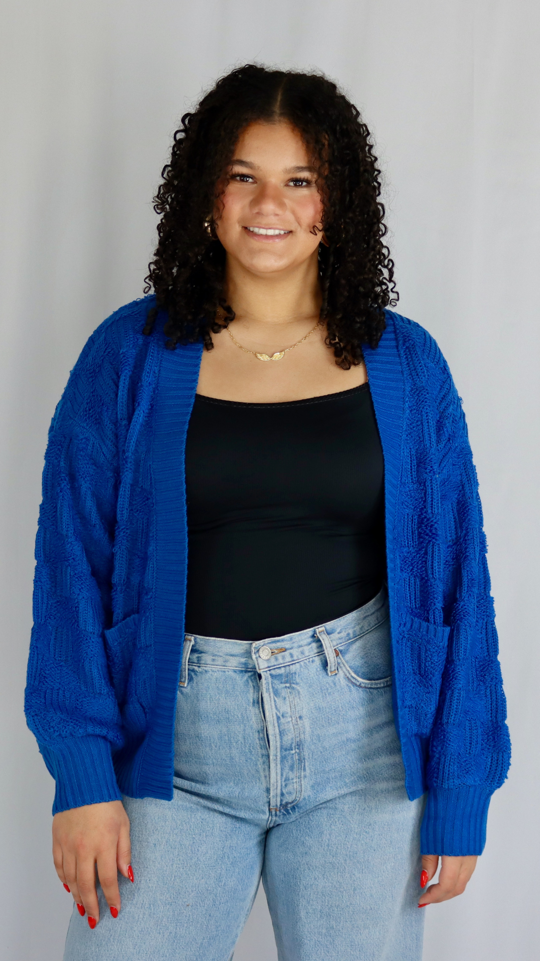 Cloud Check Knit Cardigan