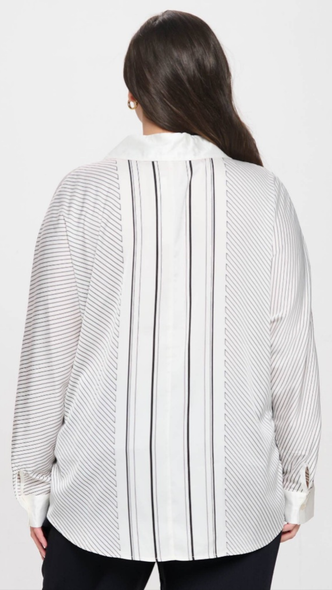 PLUS ASYMMETRICAL STRIPE COLLARED BUTTON DOWN