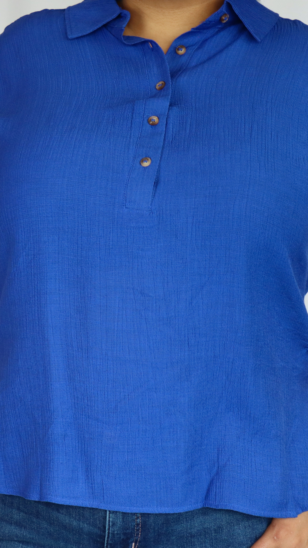 Royal Ease Button-Down Top