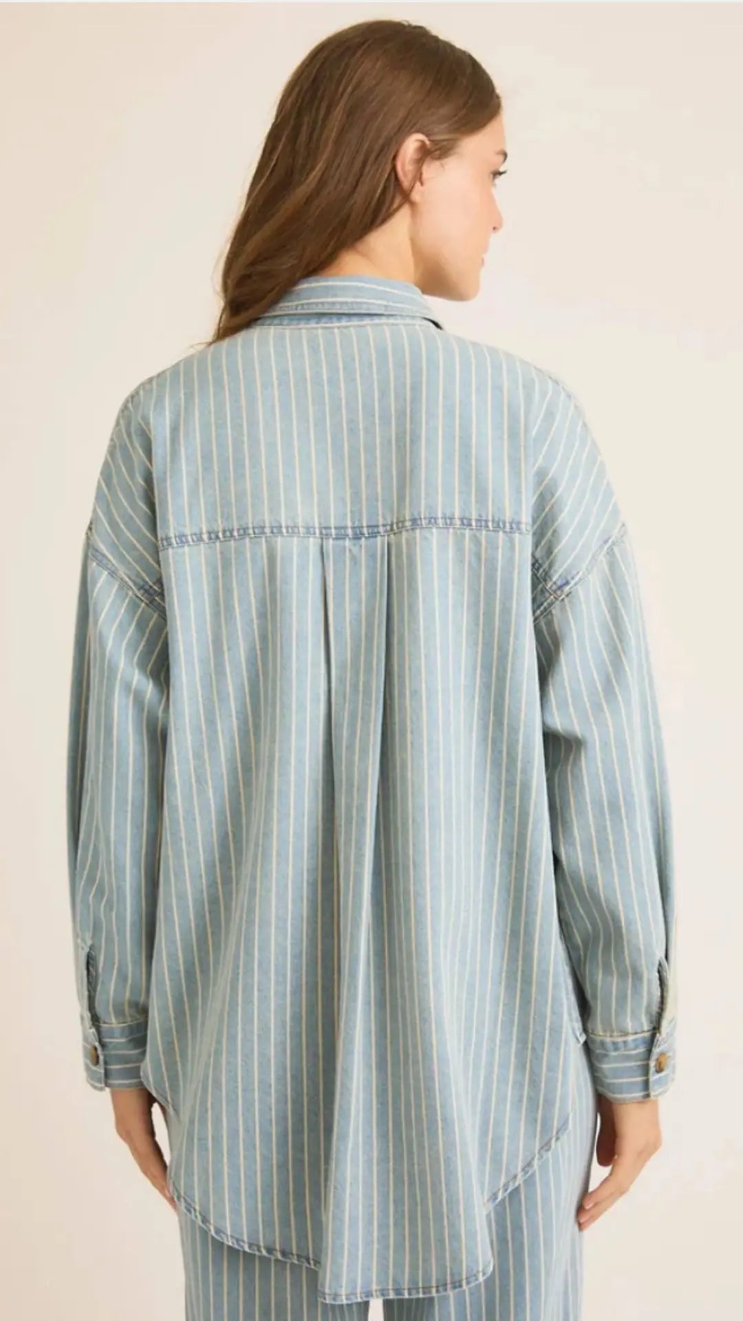 Street Stripes Oversized Denim Shacket - U Pretty Things