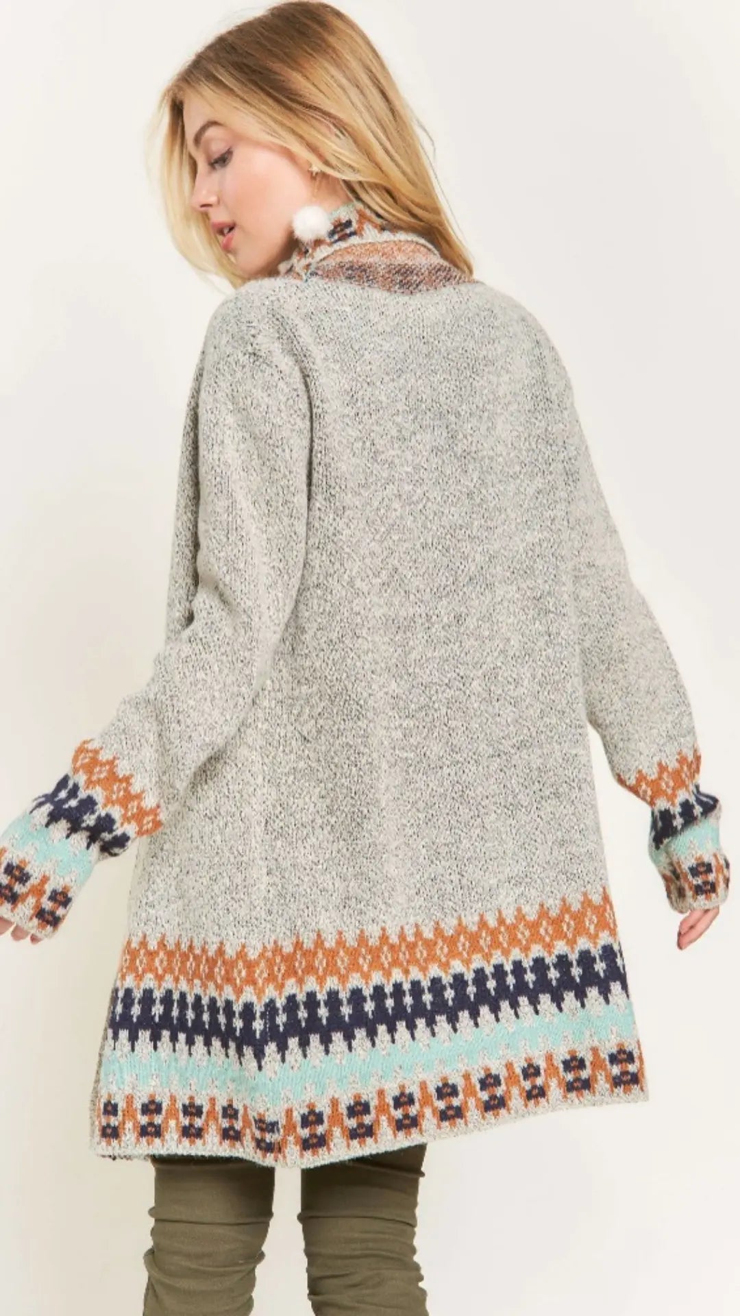TRIBAL BORDER SWEATER CARDIGAN - U Pretty Things