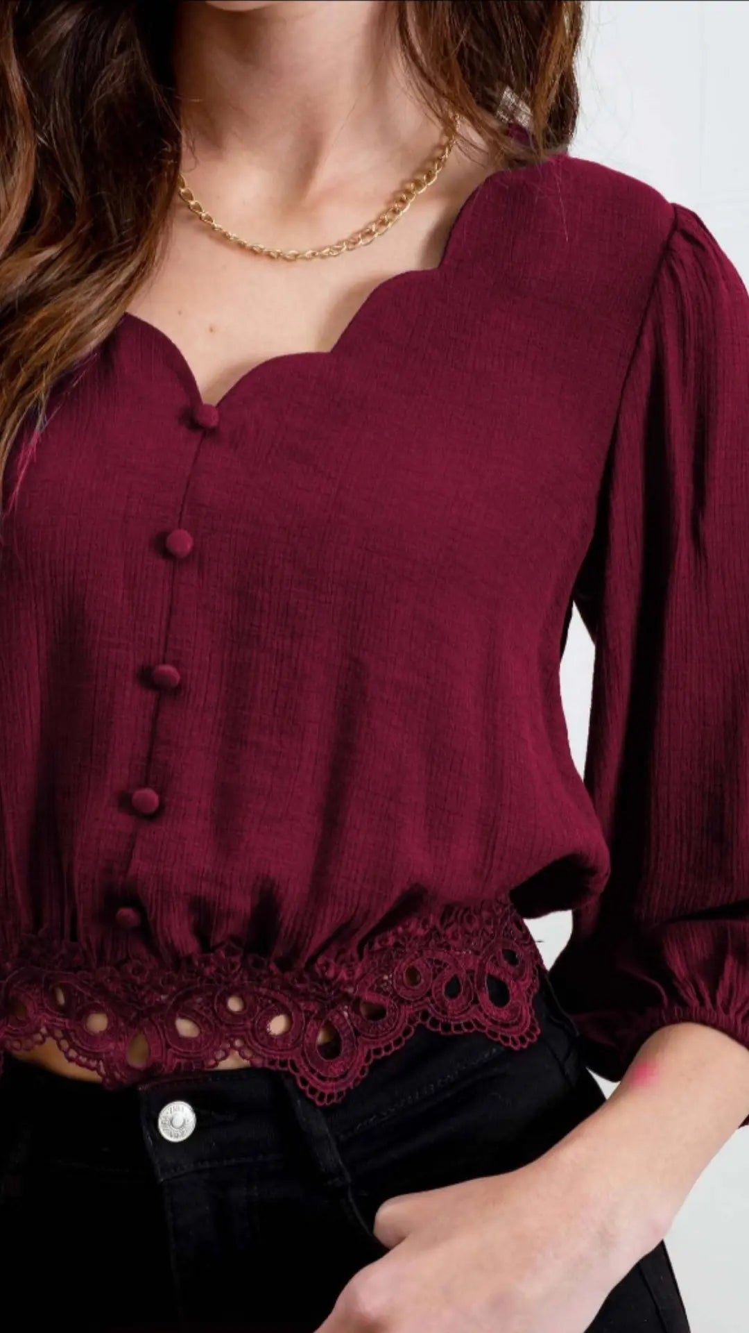 Wine Not Lace Trim Crop - U Pretty Things