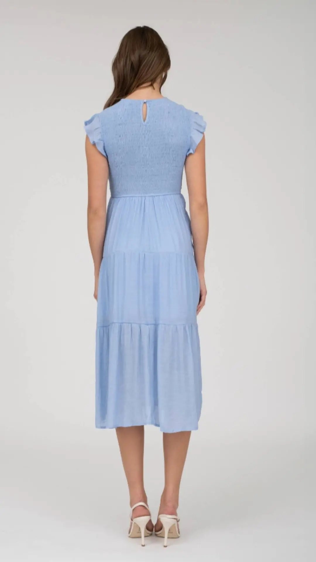 Blue Skies Smocked Midi Dress - U Pretty Things