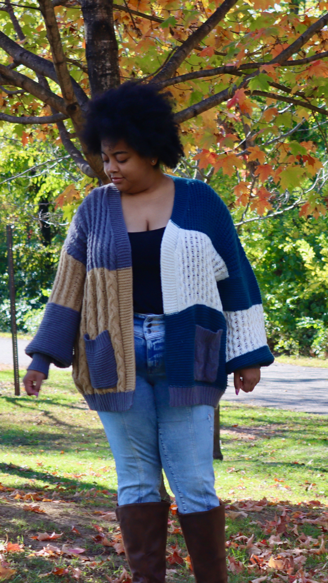 Plus -Autumn Blocks Cardigan