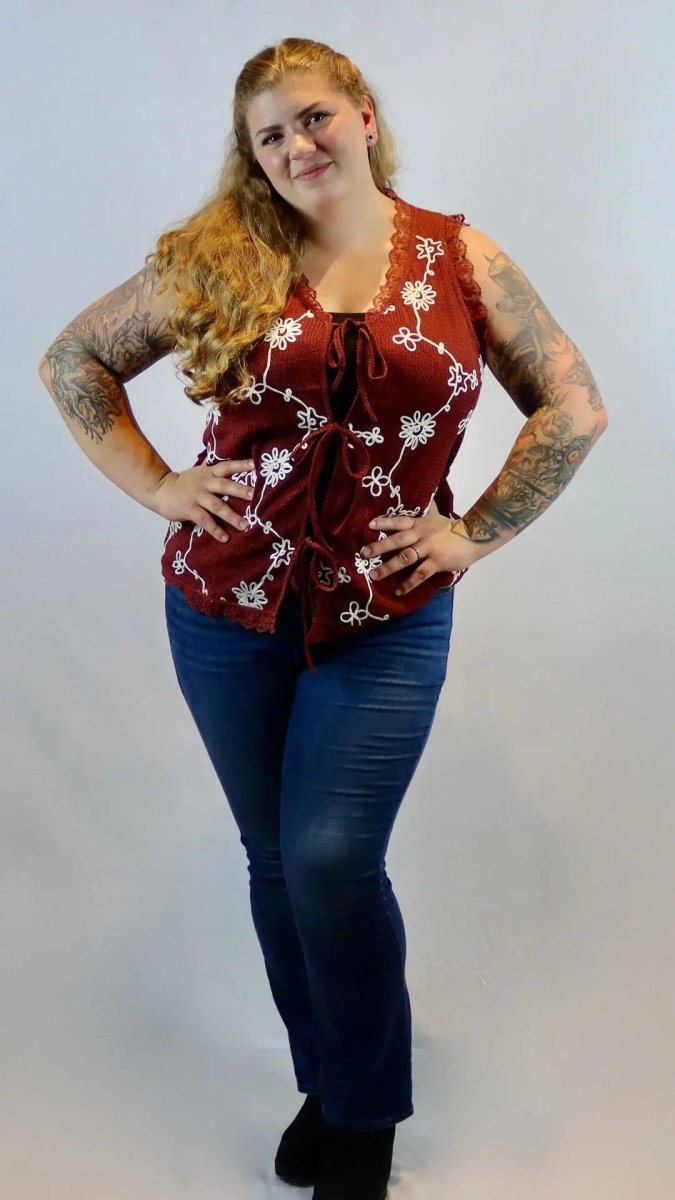 Plus - Wine & Wildflower Vest - U Pretty Things