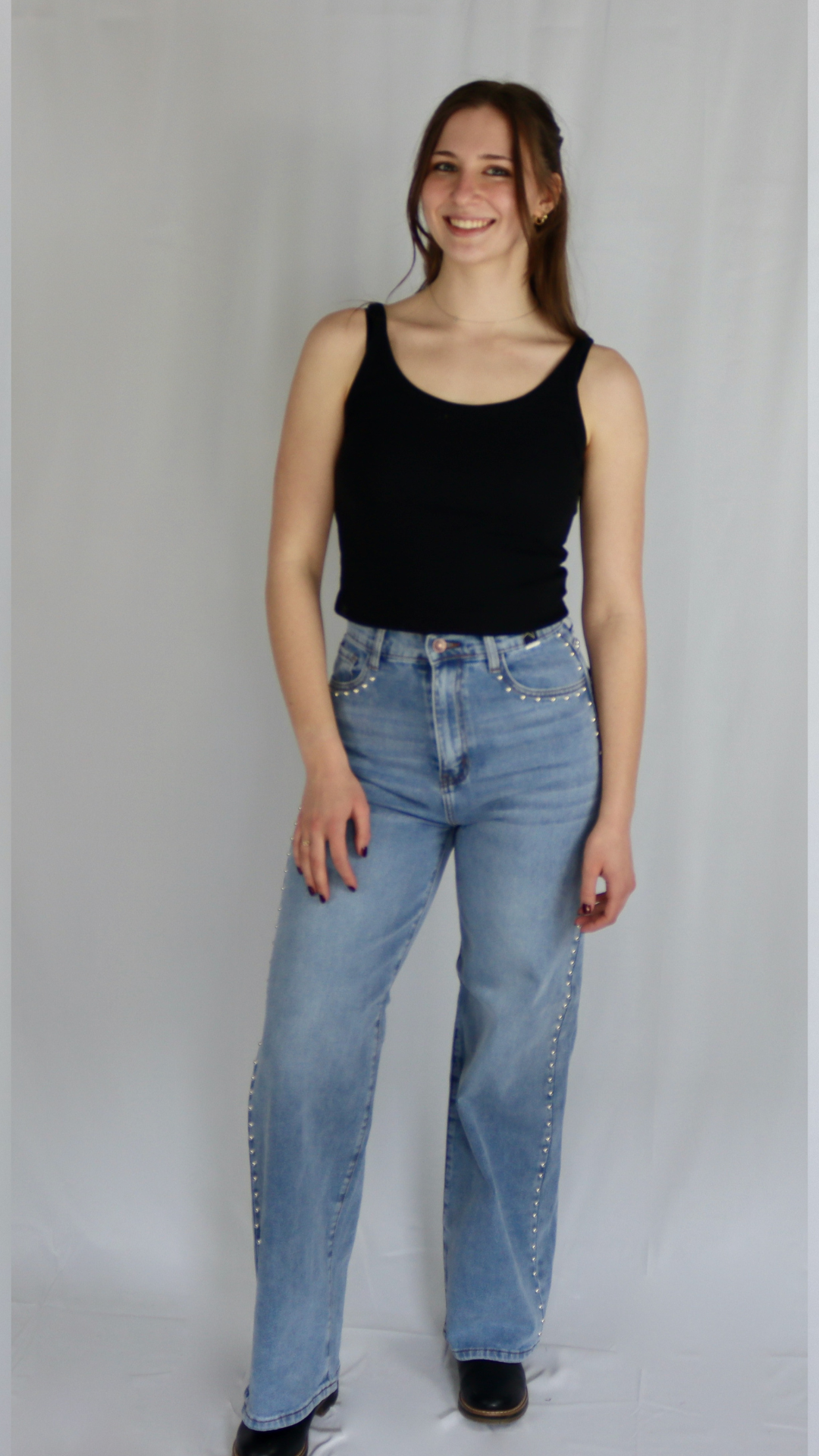 Star Studded Wide-Leg Jeans