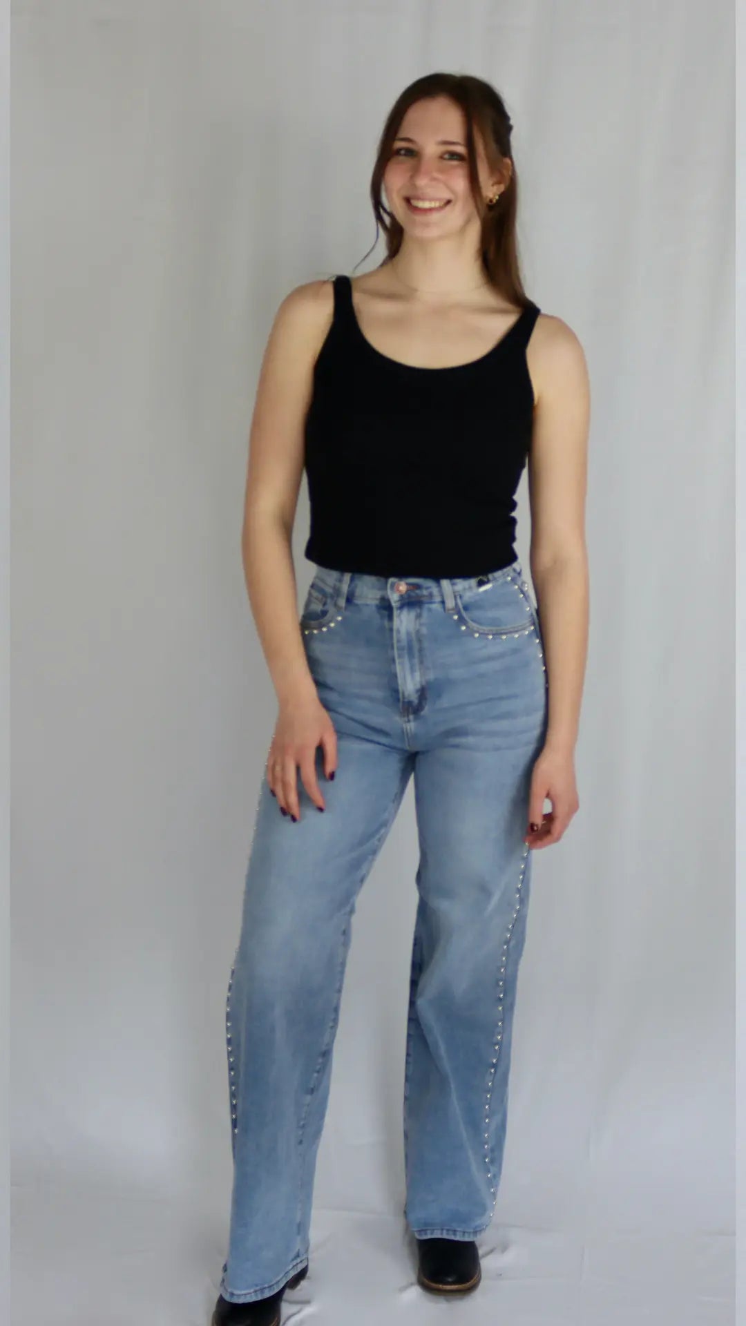 Star Studded Wide-Leg Jeans Vibrant M.i.U