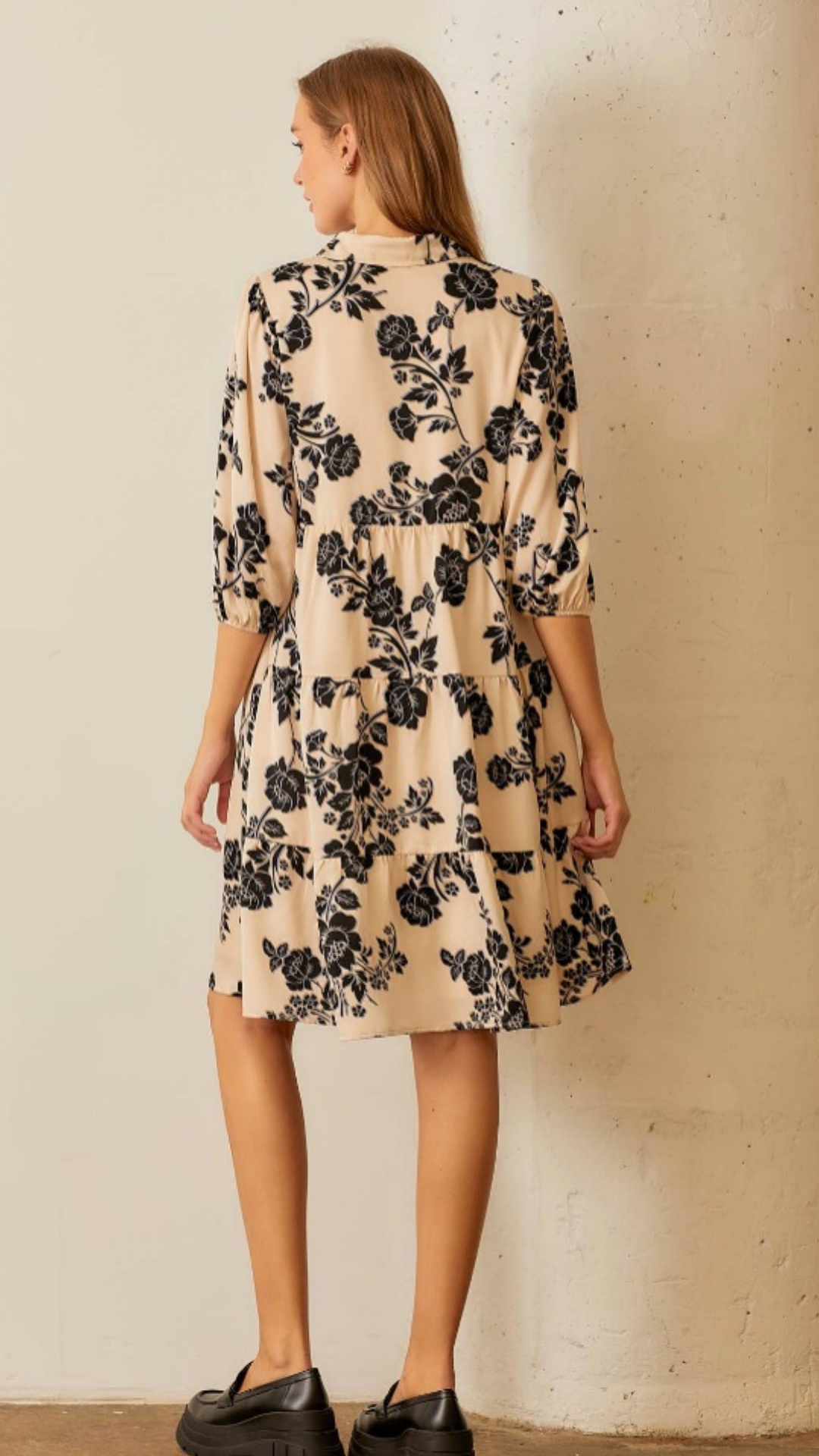 Midnight Meadow Tiered Midi Dress