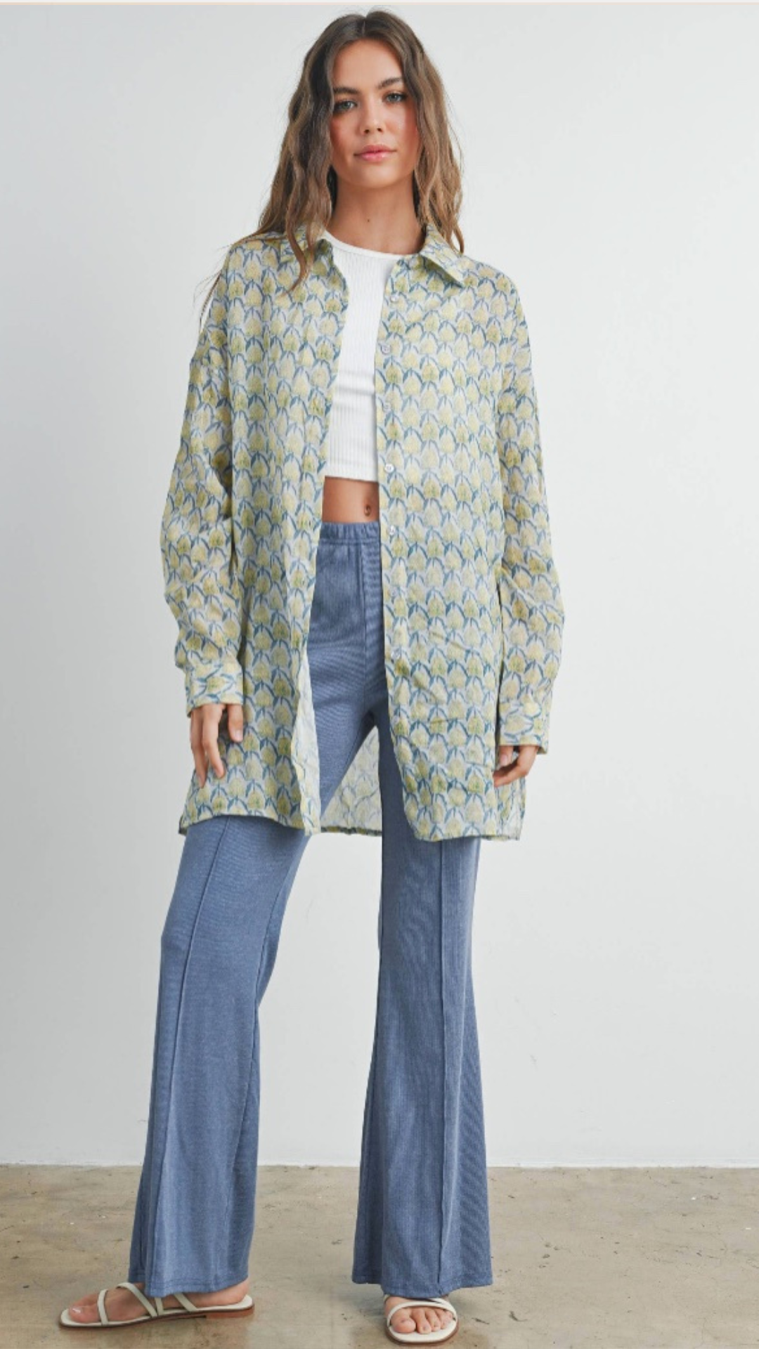 Golden Bloom Oversized Button-Down