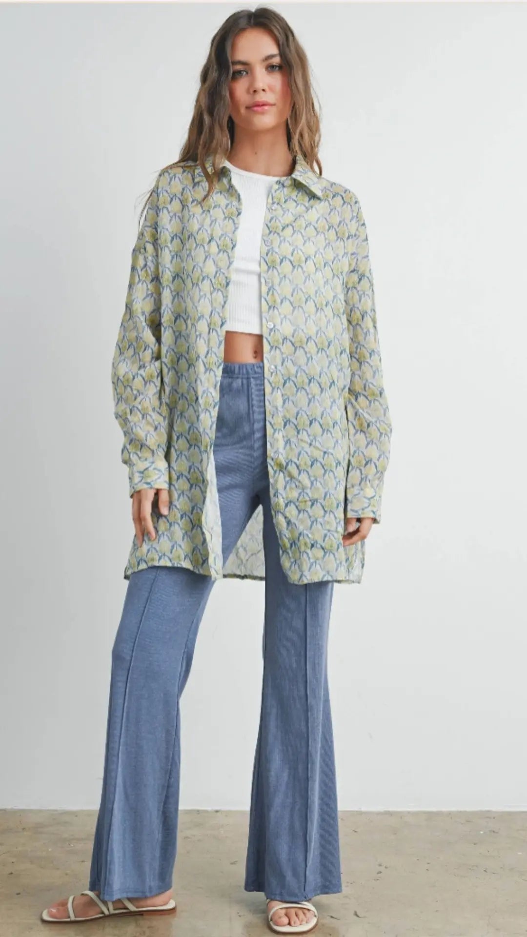 Golden Bloom Oversized Button - Down - U Pretty Things