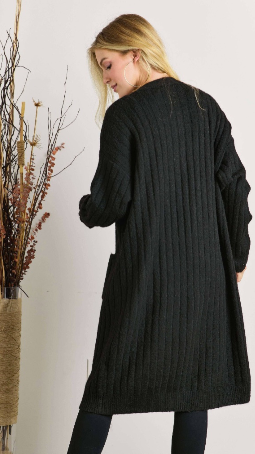 PLUS SIZE RIBBED SWEATER CARDIGAN