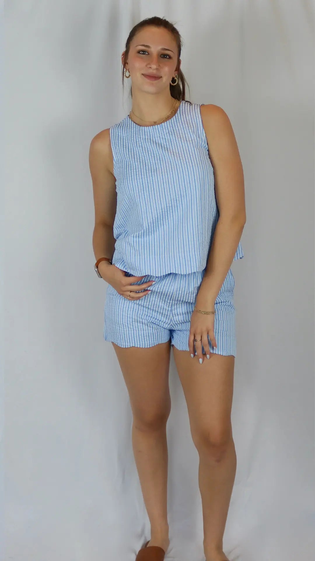 Scallop Hem Shorts set