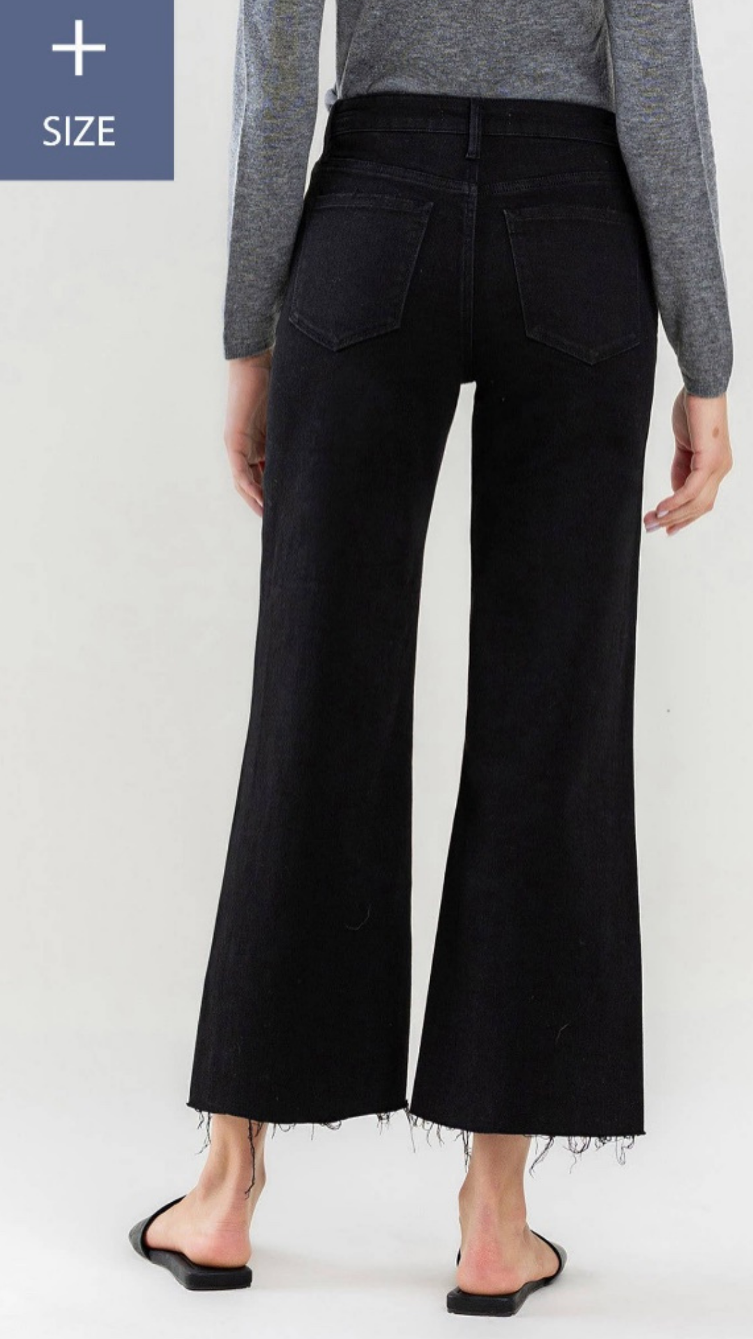 PLUS HIGH RISE RAW HEM CROP LEG JEANS