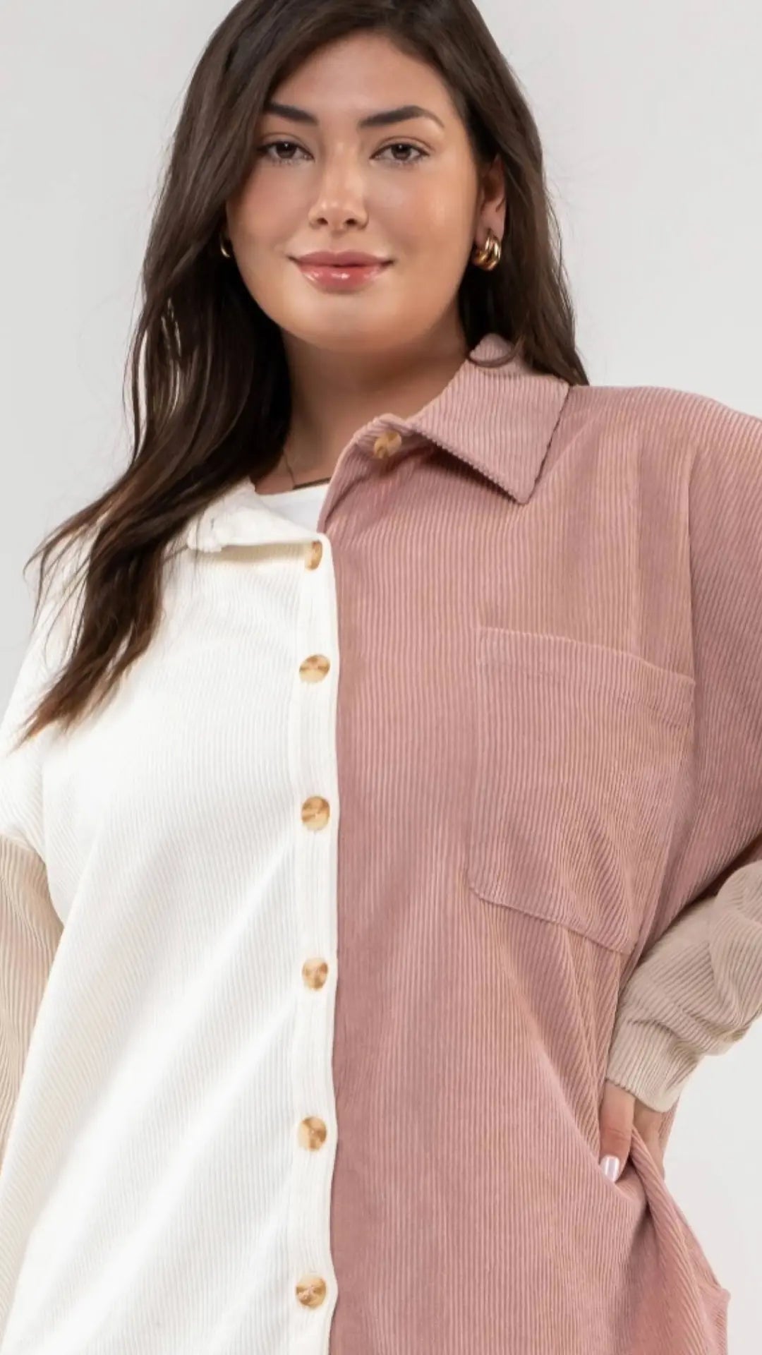 PLUS COLORBLOCK CORDUROY JACKET - U Pretty Things