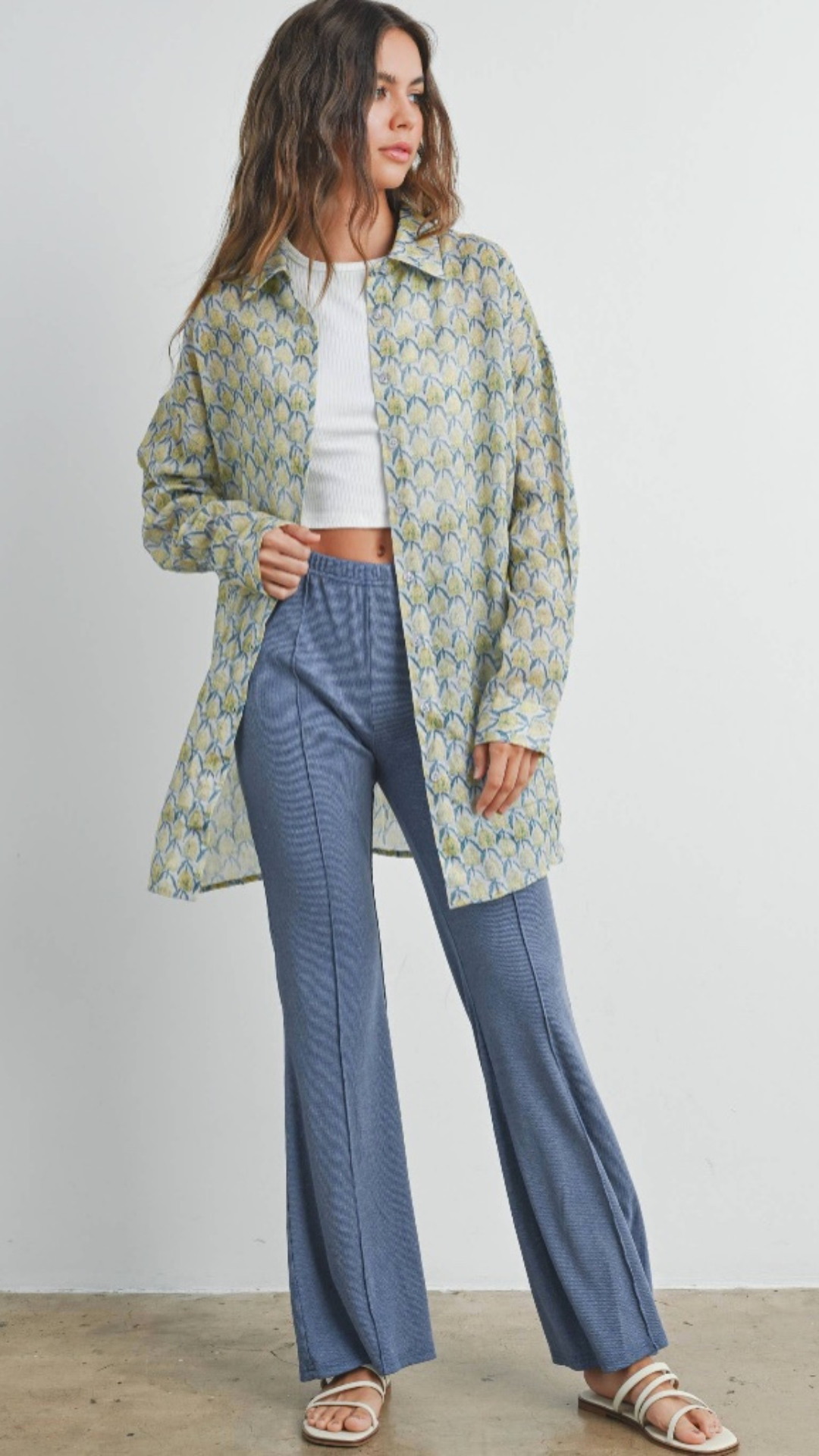 Golden Bloom Oversized Button-Down